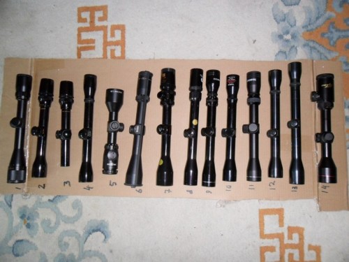 Photo of Various gun scopes.
