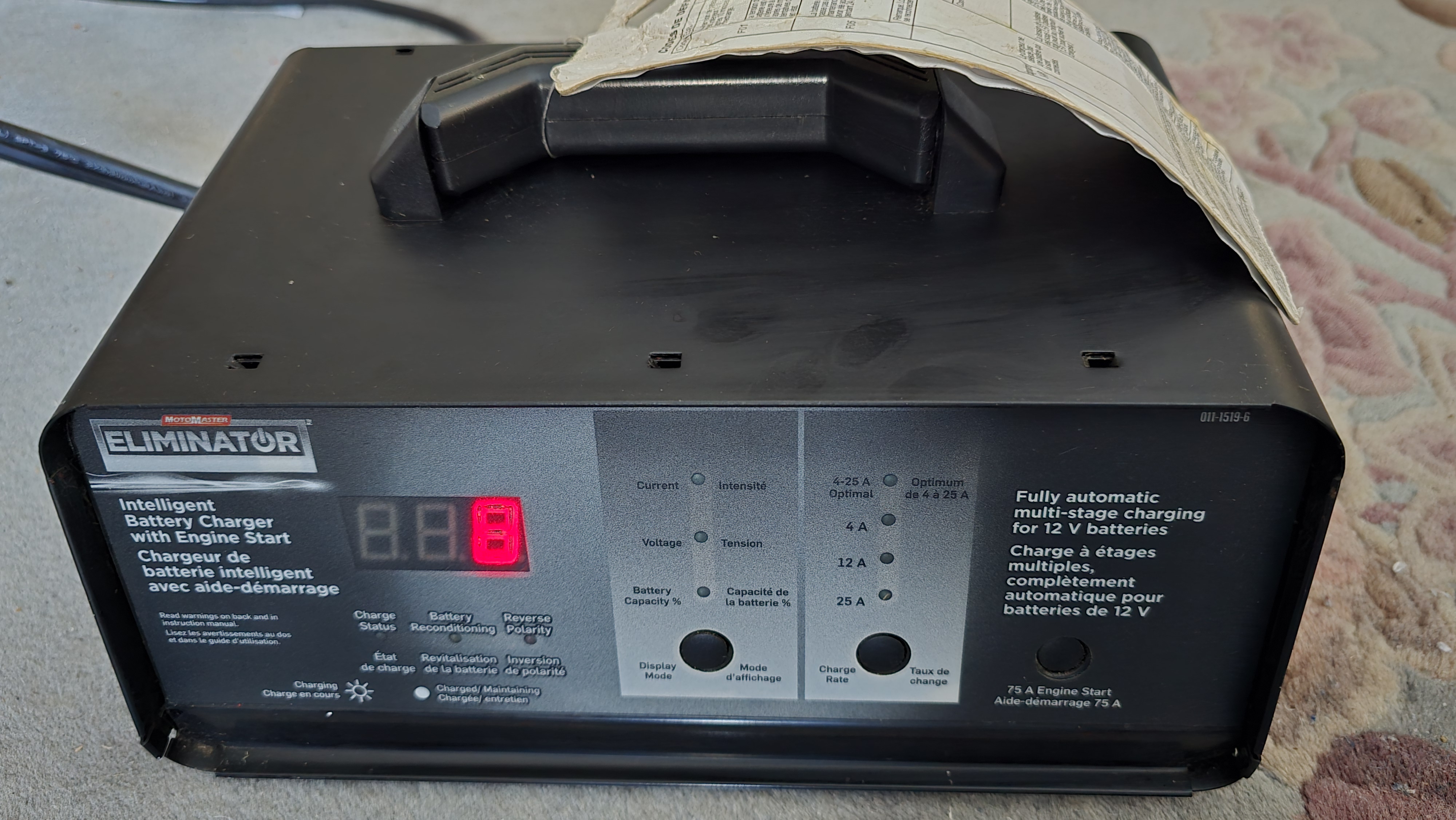 Photo of MOTOMASTER ELIMINATOR 12V 4-25A INTELLIGENT BATTERY CHARGER 011-1519-6