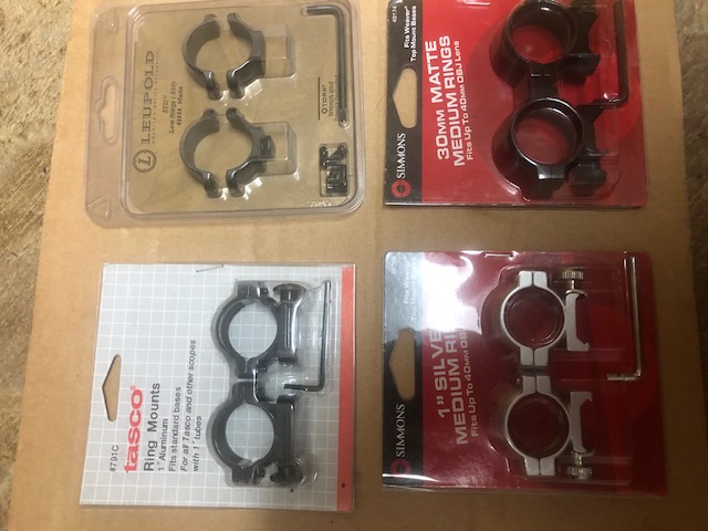 Photo of New Scope rings, Leupold, 30mm, 1", Ruger semi's, Leupold/Burris bases