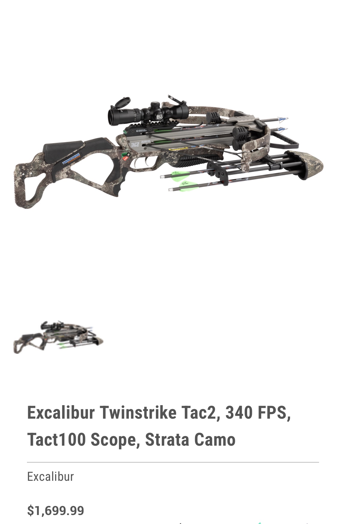 Photo of Excalibur TWINSTRIKE TAC2 crossbow $1450 BNIB