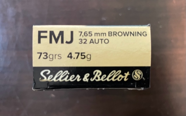 Photo of Sellier & Bellot .32 Auto/7.65mm Browning 73Gr FMJ Ammunition $35/box 50 rds