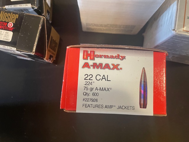 Photo of Hornady .224 75gr A-Max 600/box