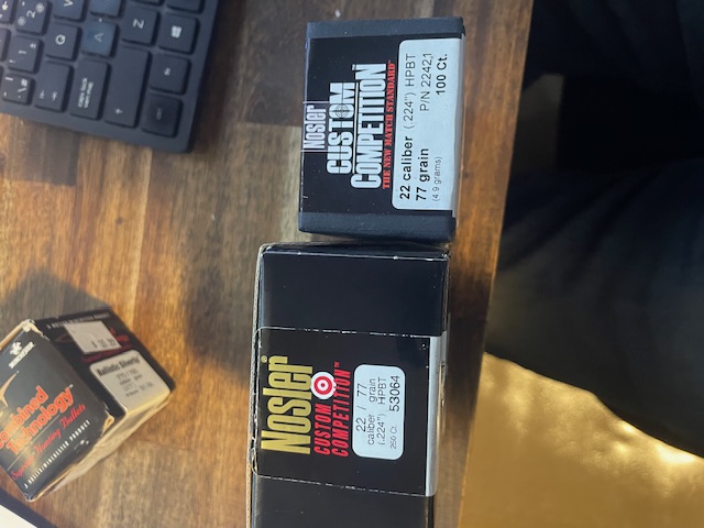 Photo of Nosler .224 77gr custom competition match 7x100/box, 1x250 box