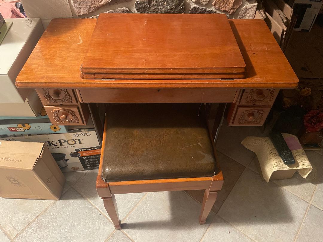 Photo of Singer Sewing Machine Cabinet and stool
