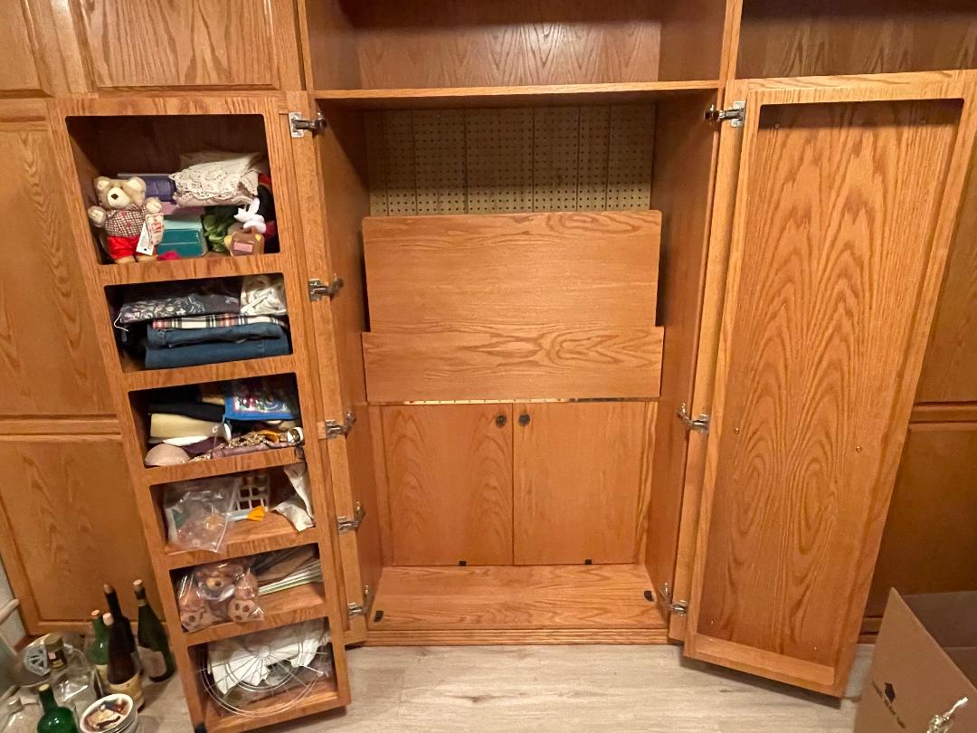 Photo of SOLID OAK WALL UNIT FOR SEWING OR CRAFTS