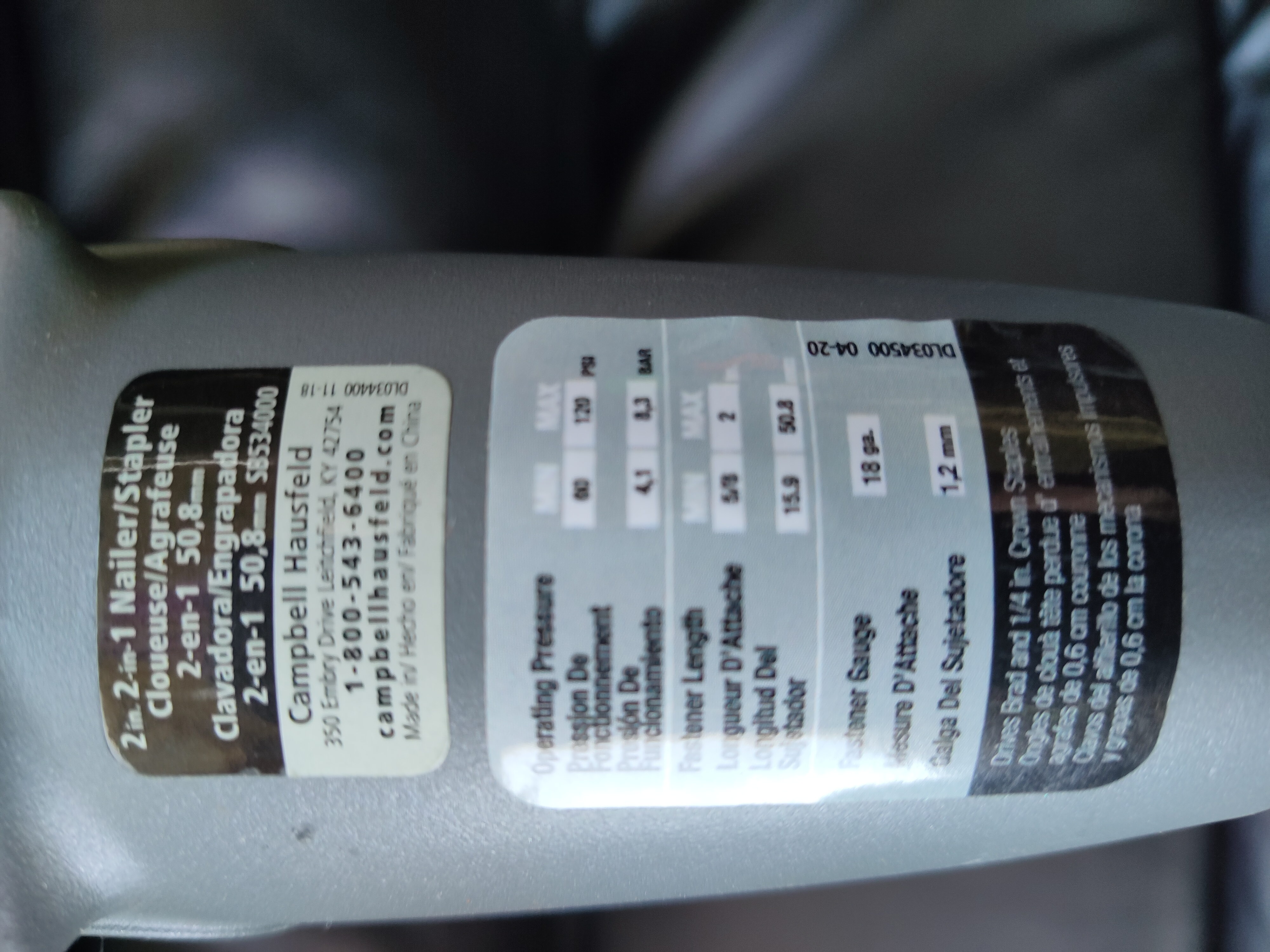 Photo of Air nailer/stapler combo