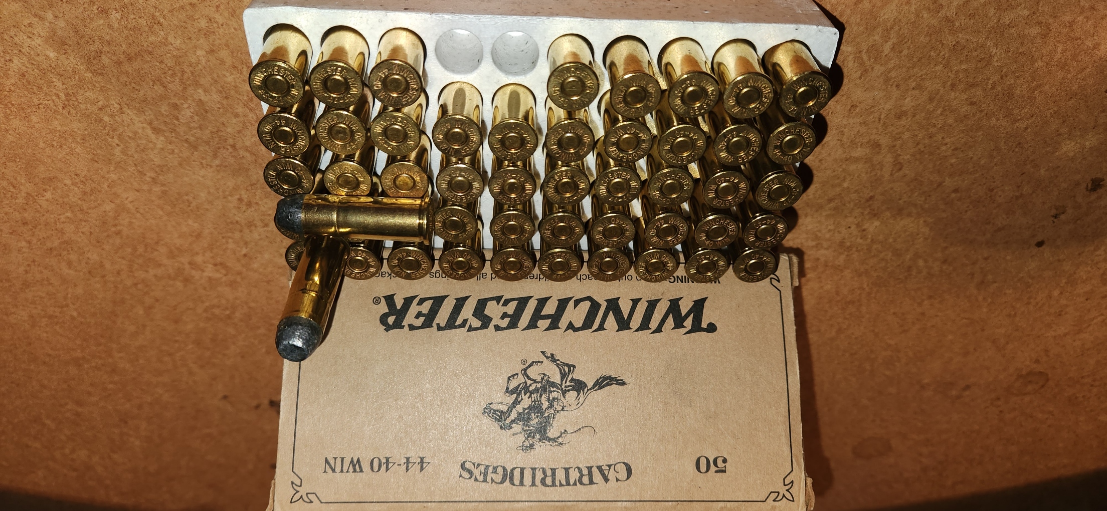 Photo of 44-40 Winchester 225gr lead ammunition. Brand new from Winchester. 50 rounds.