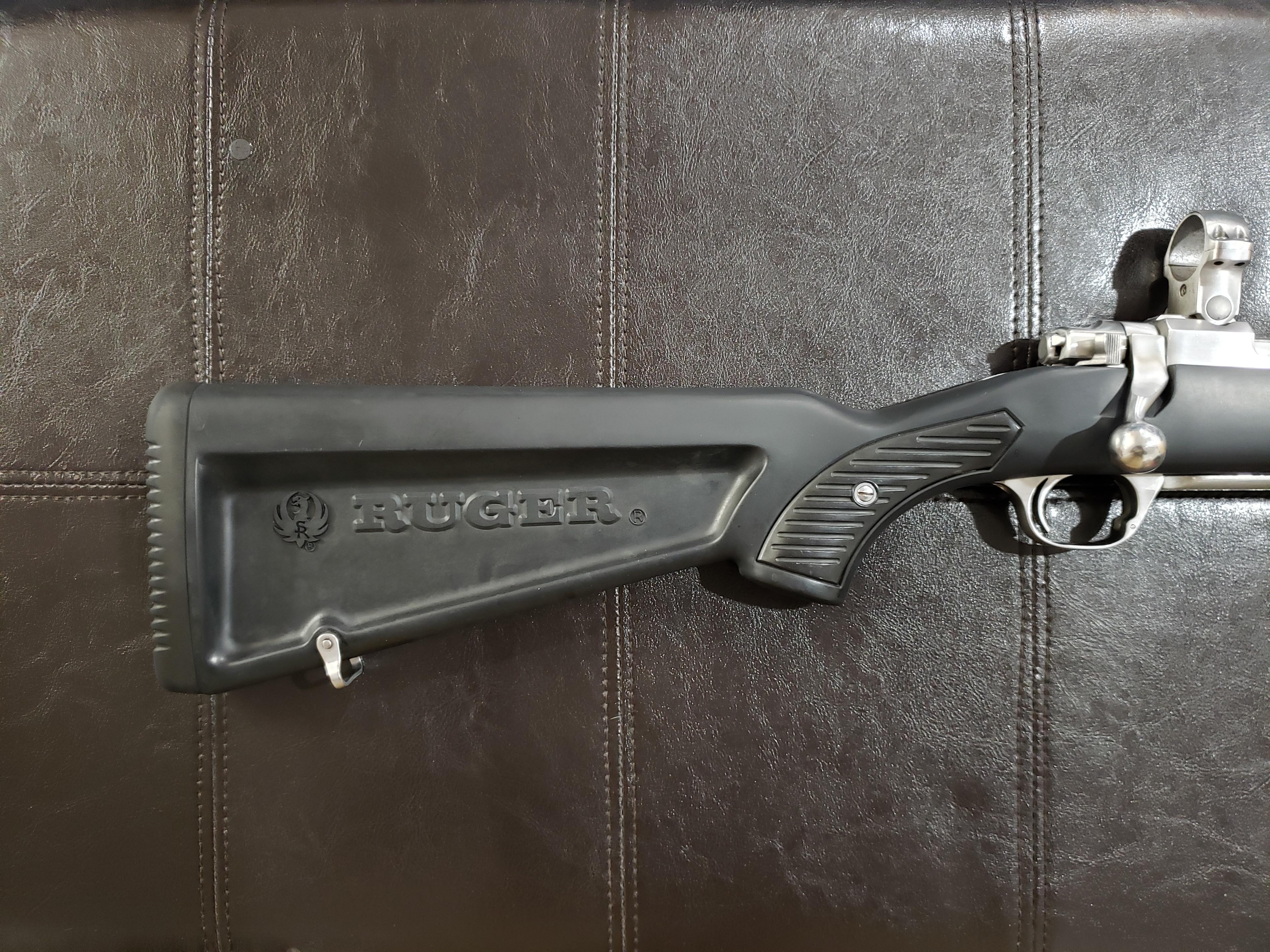 Photo of Ruger M77 Mark II 'Zytel' ("Boat Paddle Stock") Stainless/Synthetic 7mm Rem. Mag. Bolt-Action Rifle w/ Rings