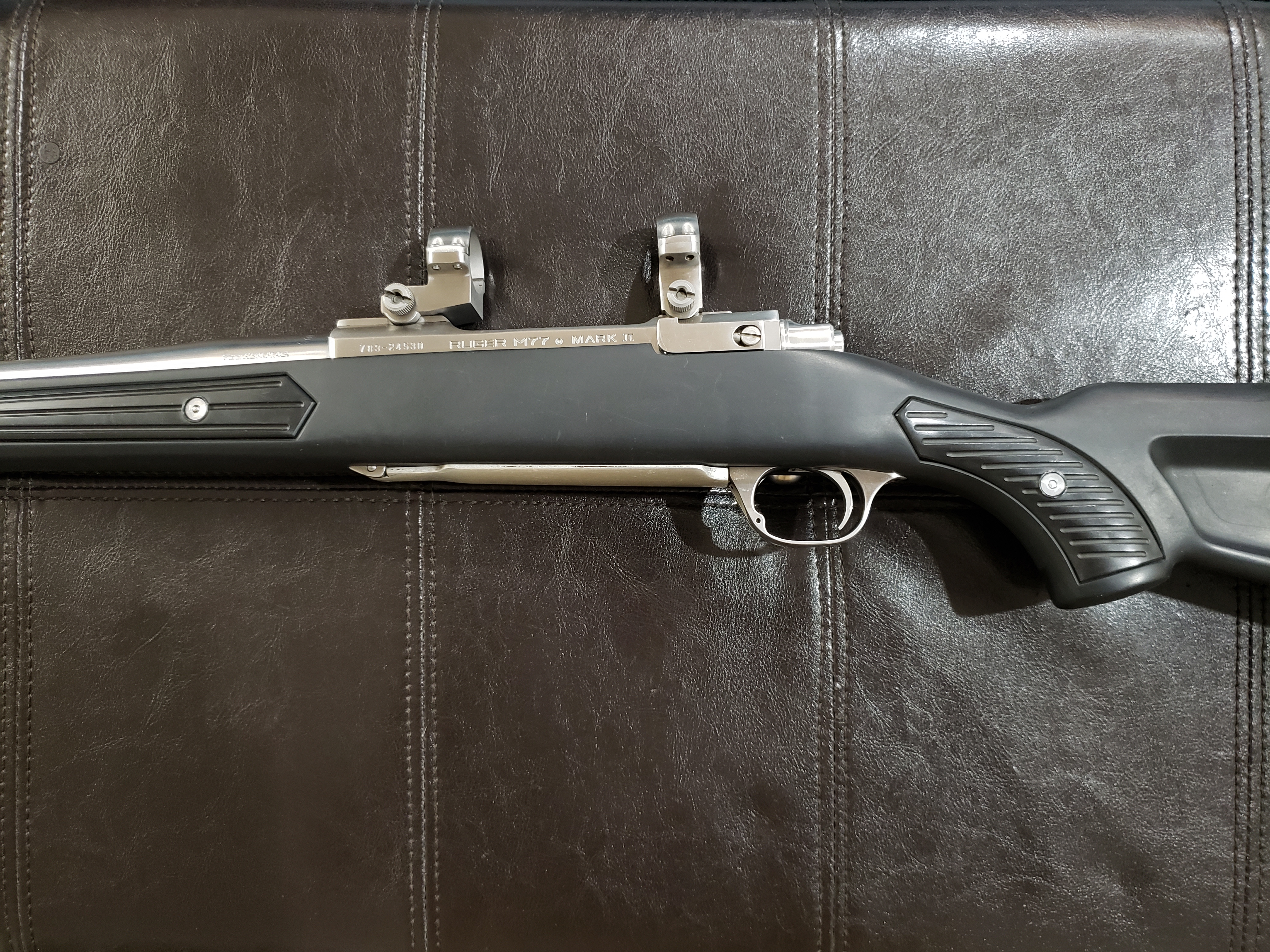 Photo of Ruger M77 Mark II 'Zytel' ("Boat Paddle Stock") Stainless/Synthetic 7mm Rem. Mag. Bolt-Action Rifle w/ Rings