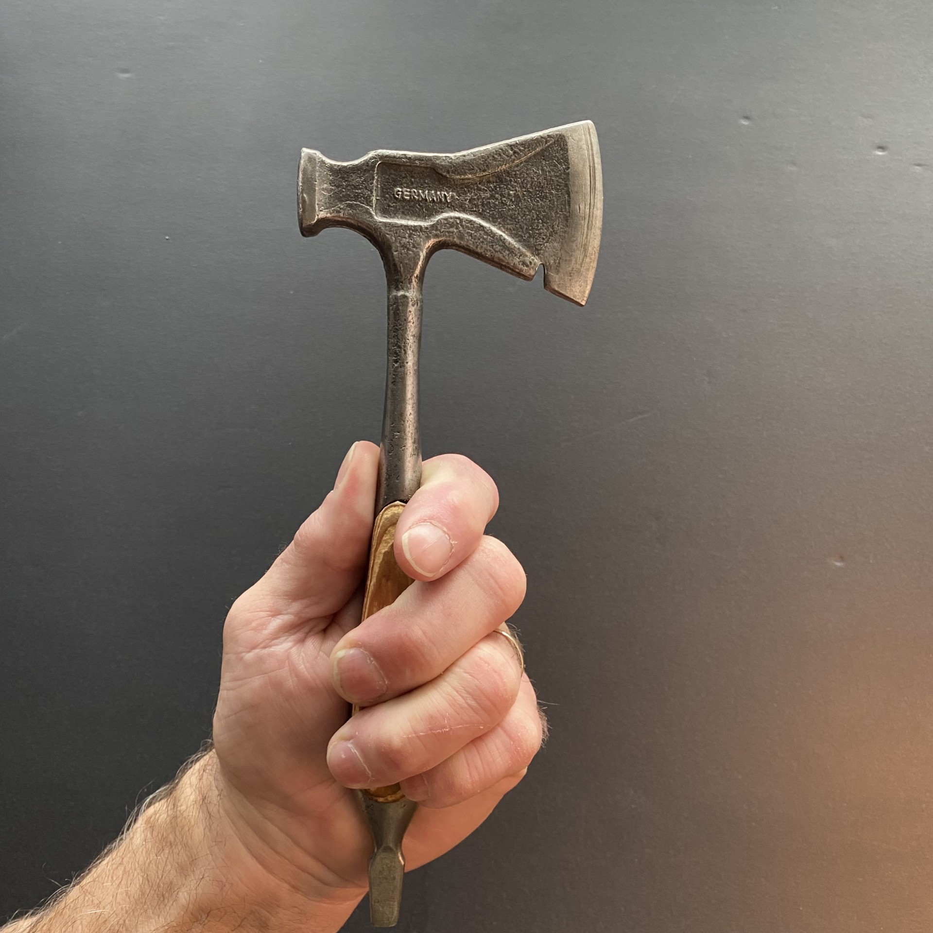 Photo of Antique WW11 DGM 5664-87 German Hitler Jugend HJ Camp Axe Hatchet Hammer Screwdriver