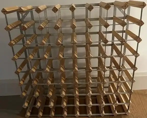Photo of 72 Bottle Pine & Galvanized Steel Wine Rack