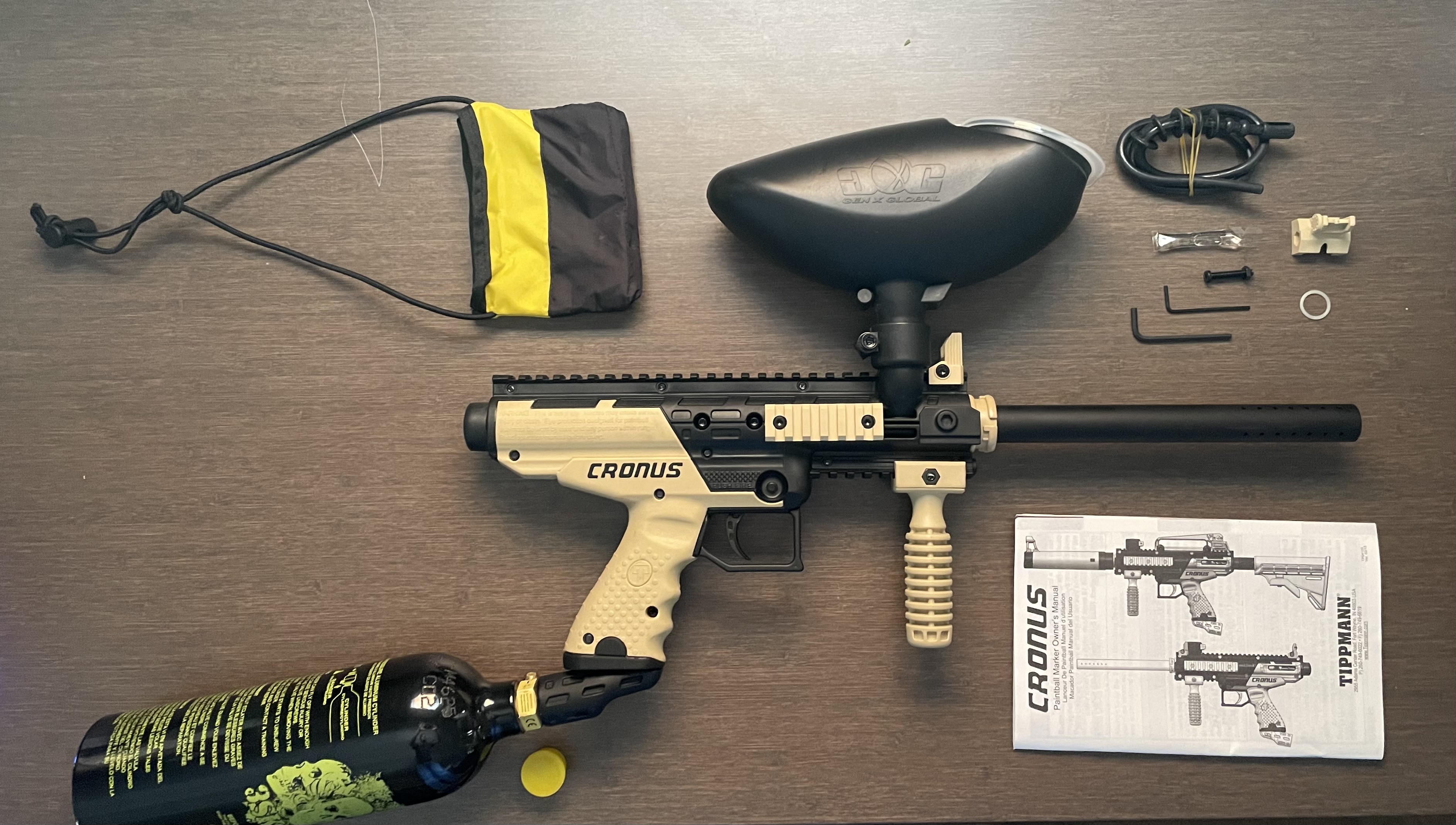 Photo of Cronus Paintball Gun & X-ray Helmet w/ ammo belt