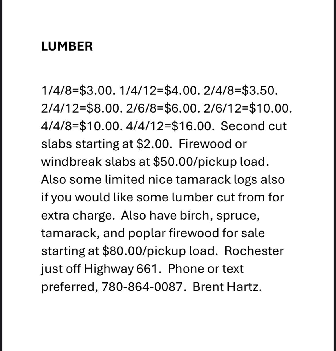 Photo of Lumber and firewood for sale 