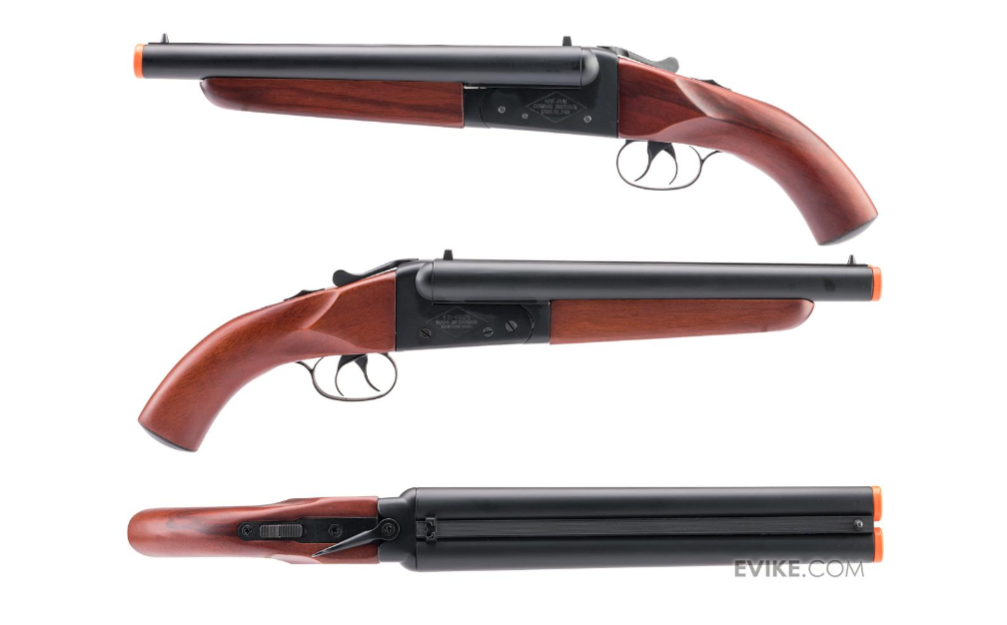 Photo of Hwasan Double Barrel Airsoft Gas Shotgun (Model: Real Wood Grips)