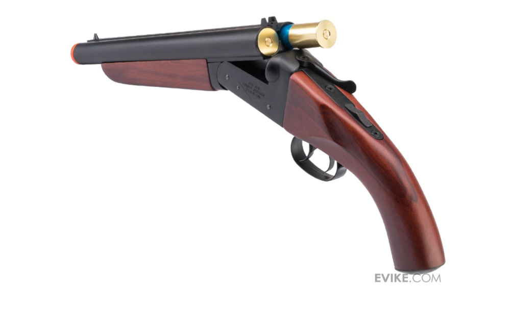 Photo of Hwasan Double Barrel Airsoft Gas Shotgun (Model: Real Wood Grips)