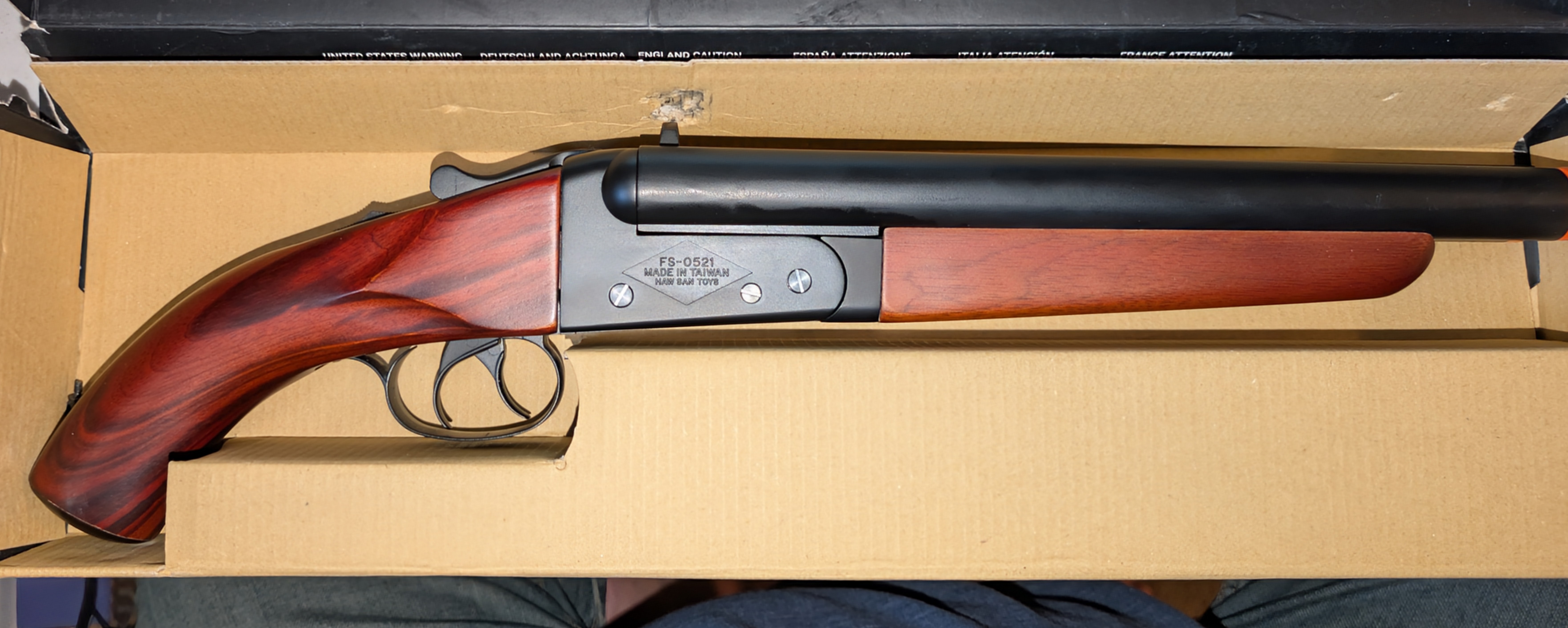 Photo of Hwasan Double Barrel Airsoft Gas Shotgun (Model: Real Wood Grips)