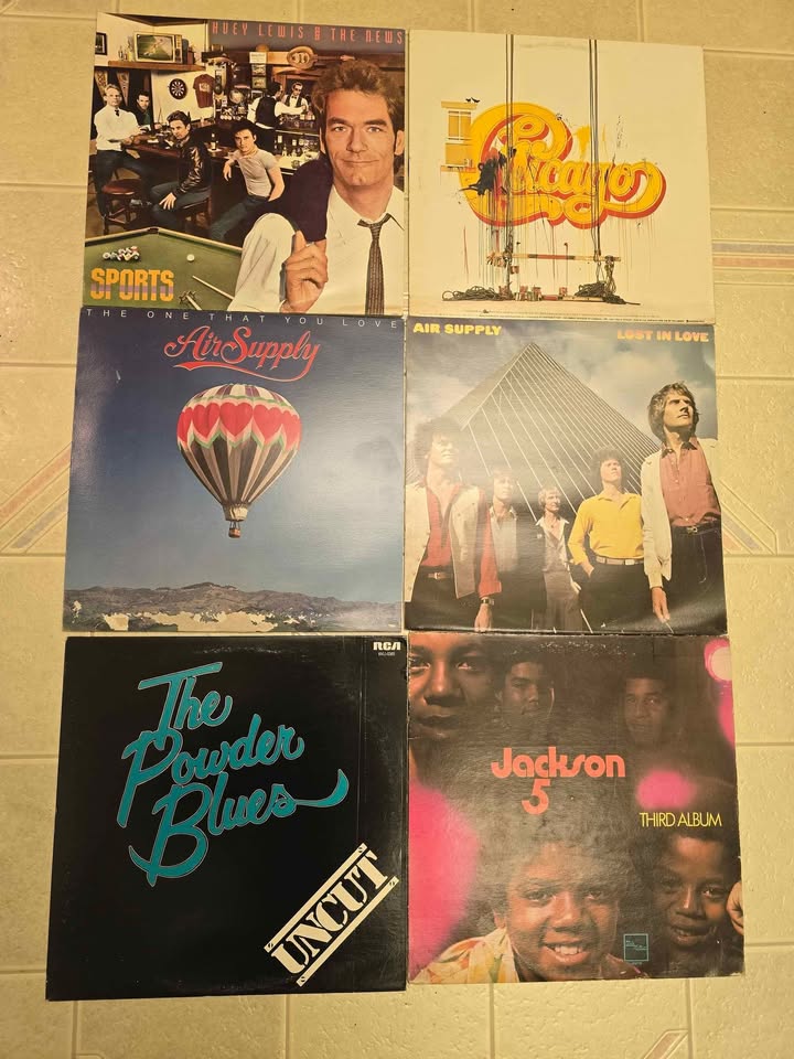 Photo of Vinyl Records- Jackson 5, Air Supply, Huey Lewis, Powder Blues Band, Chicago