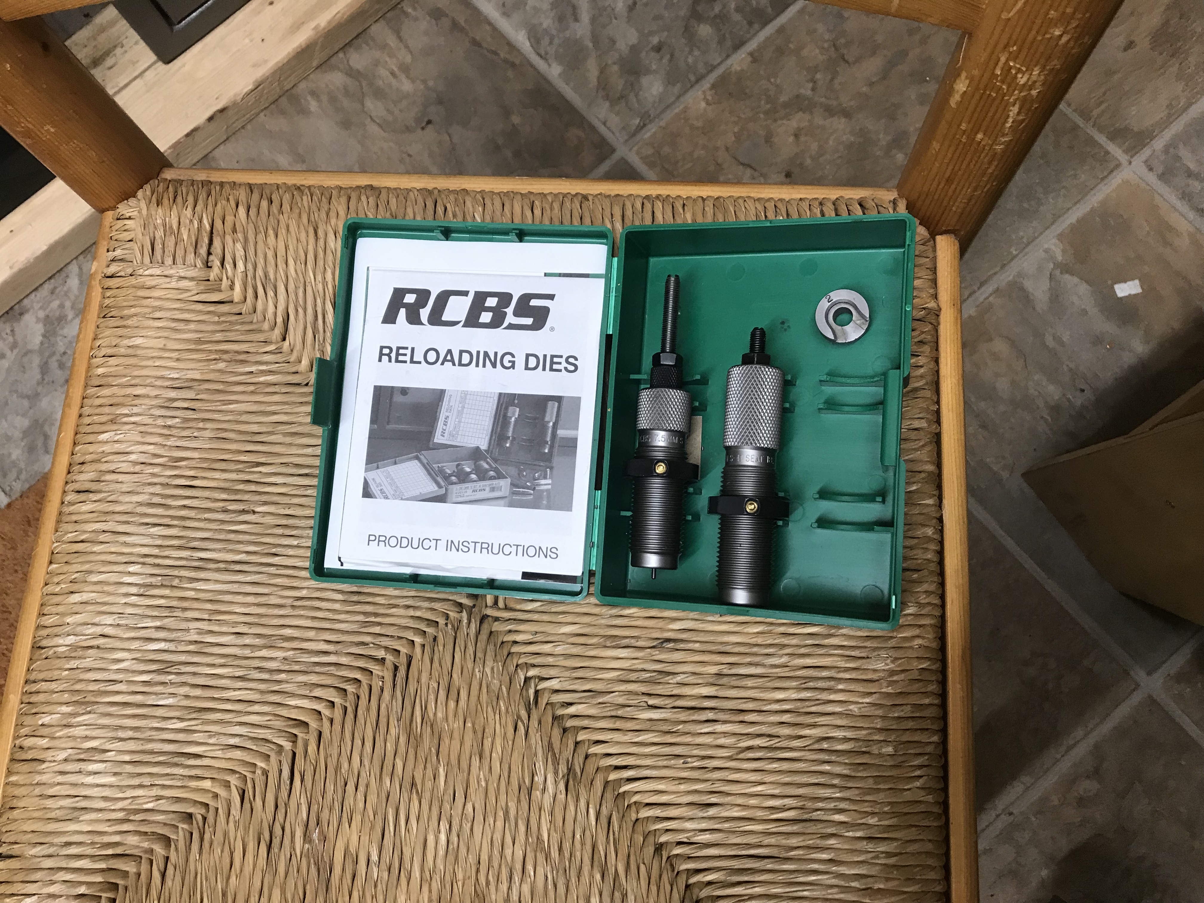 Photo of RCBS 7.5 x 55 Swiss 2 die set for sale complete with shell holder near new condition
