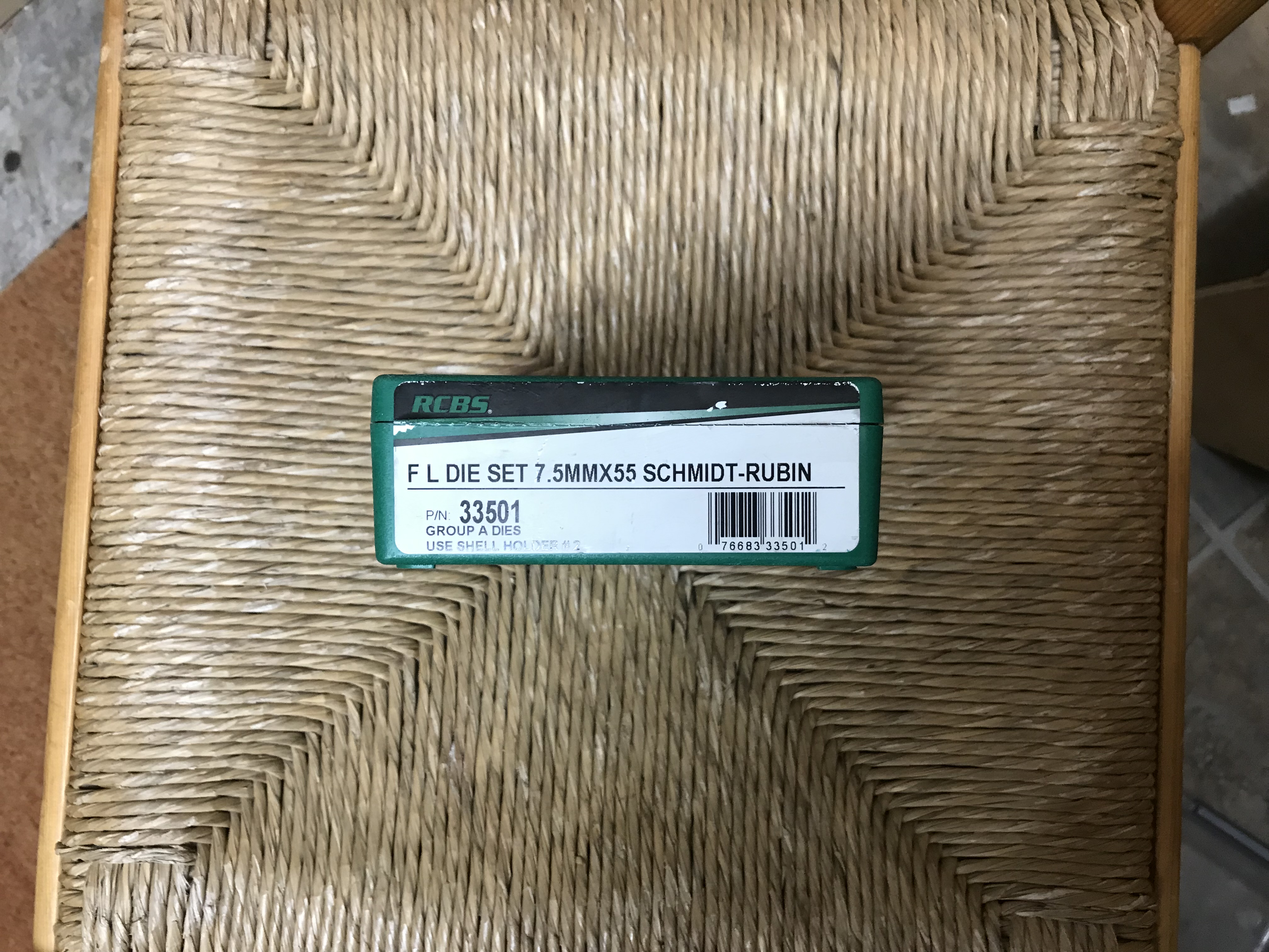 Photo of RCBS 7.5 x 55 Swiss 2 die set for sale complete with shell holder near new condition