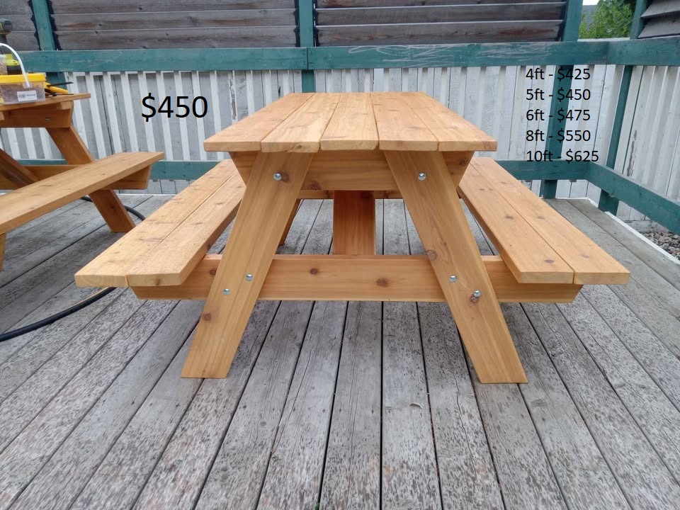 Photo of Custom Built Picnic Tables Built to Order. Many Options. See Guide