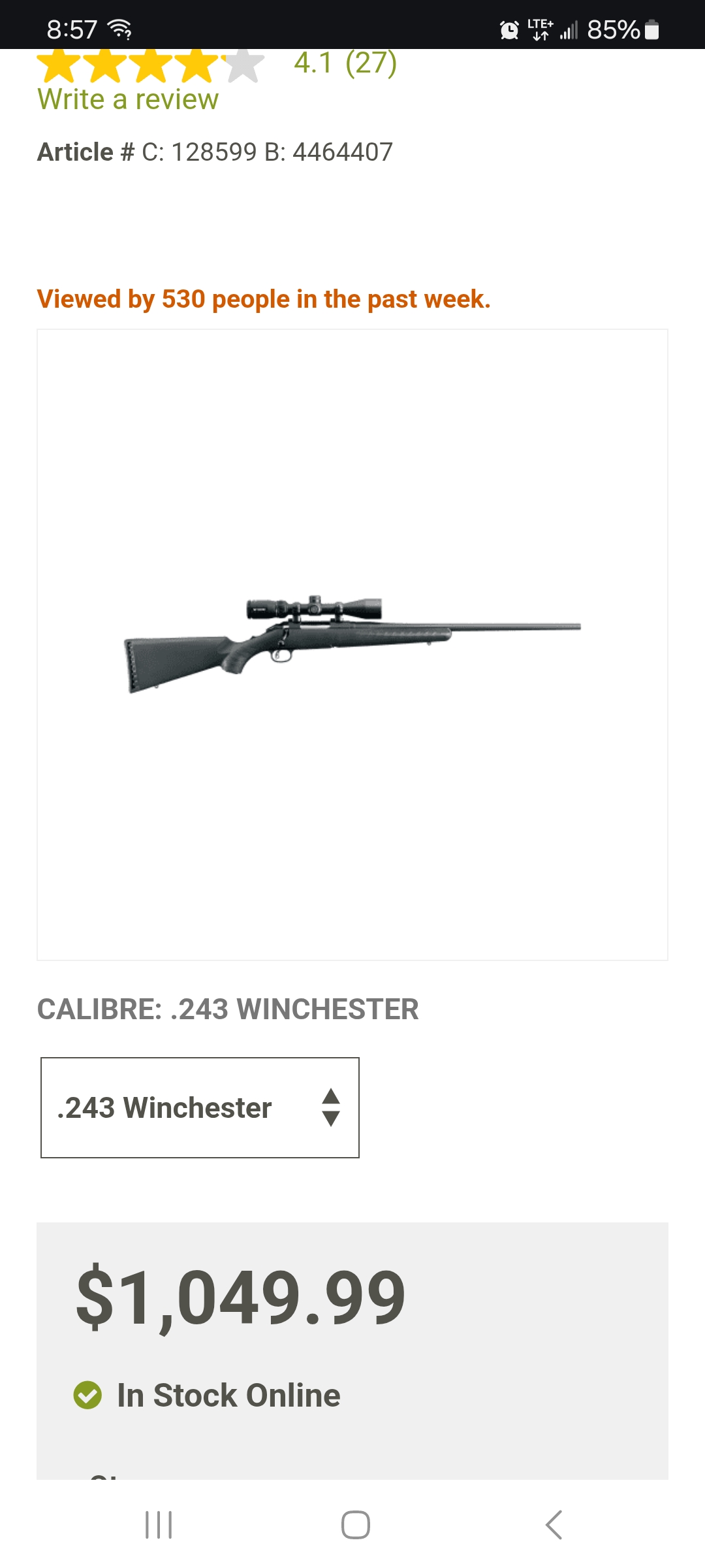 Photo of Action Ruger American Bolt-Action Rifle with Vortex® Crossfire II Scope
