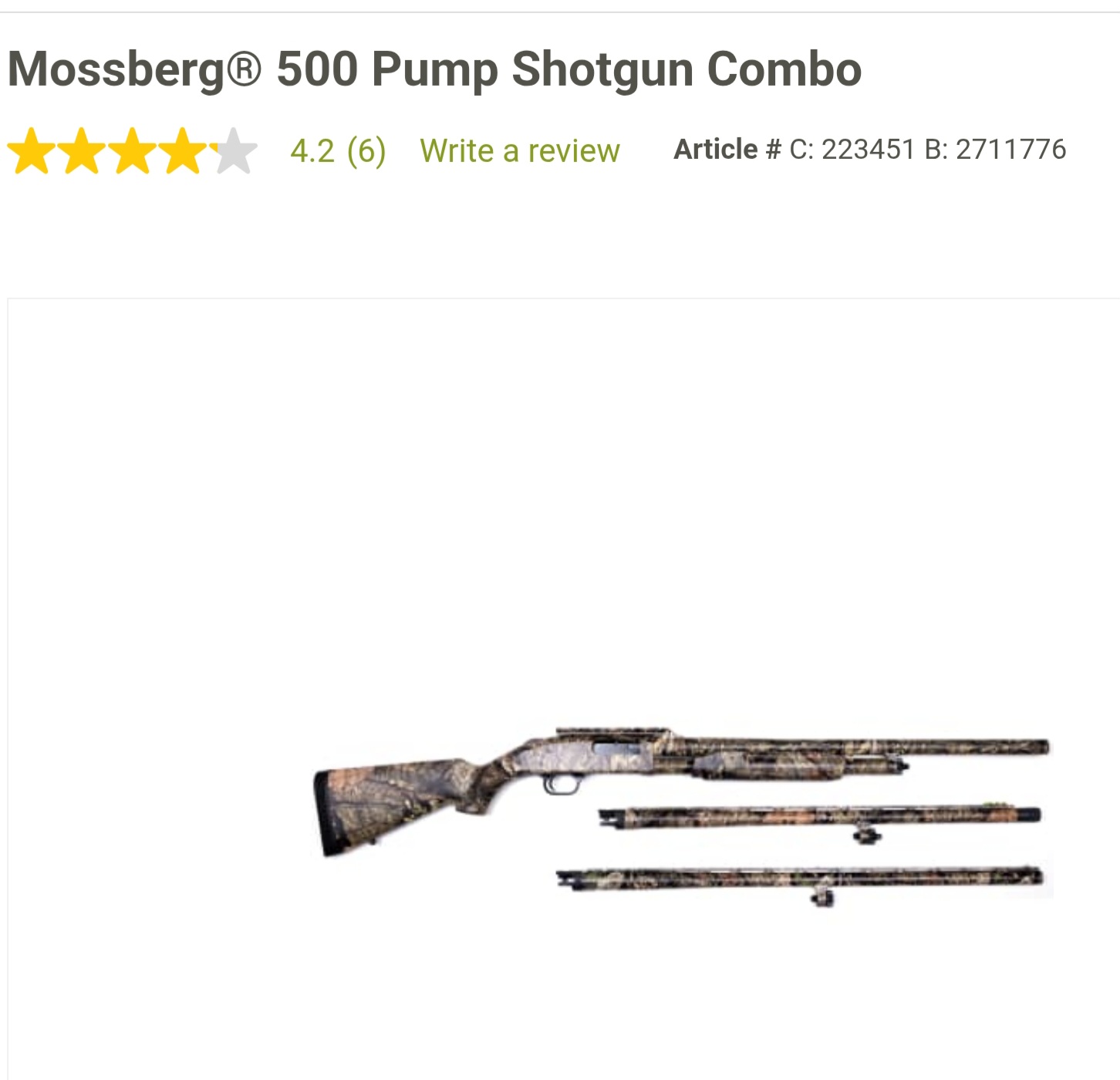 Photo of Mossberg 500 pump combo shotgun