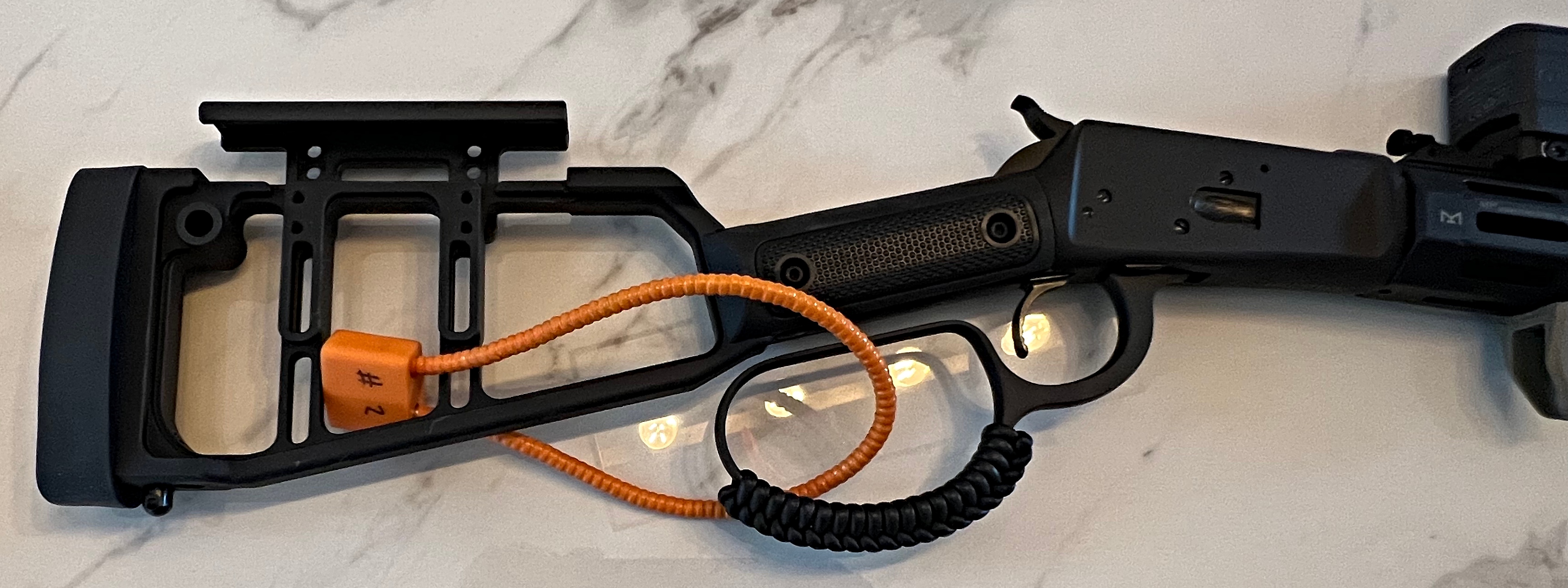 Photo of Rossi Triple Black .357 magnum lever with 16.5" barrel, Upgraded Midwest Stock and Full front stock rail.