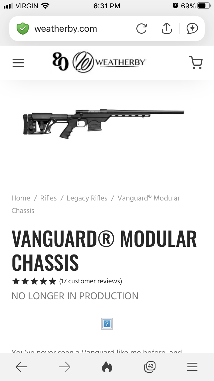 Photo of Weatherby Vanguard Modular Chassis 6.5 CM