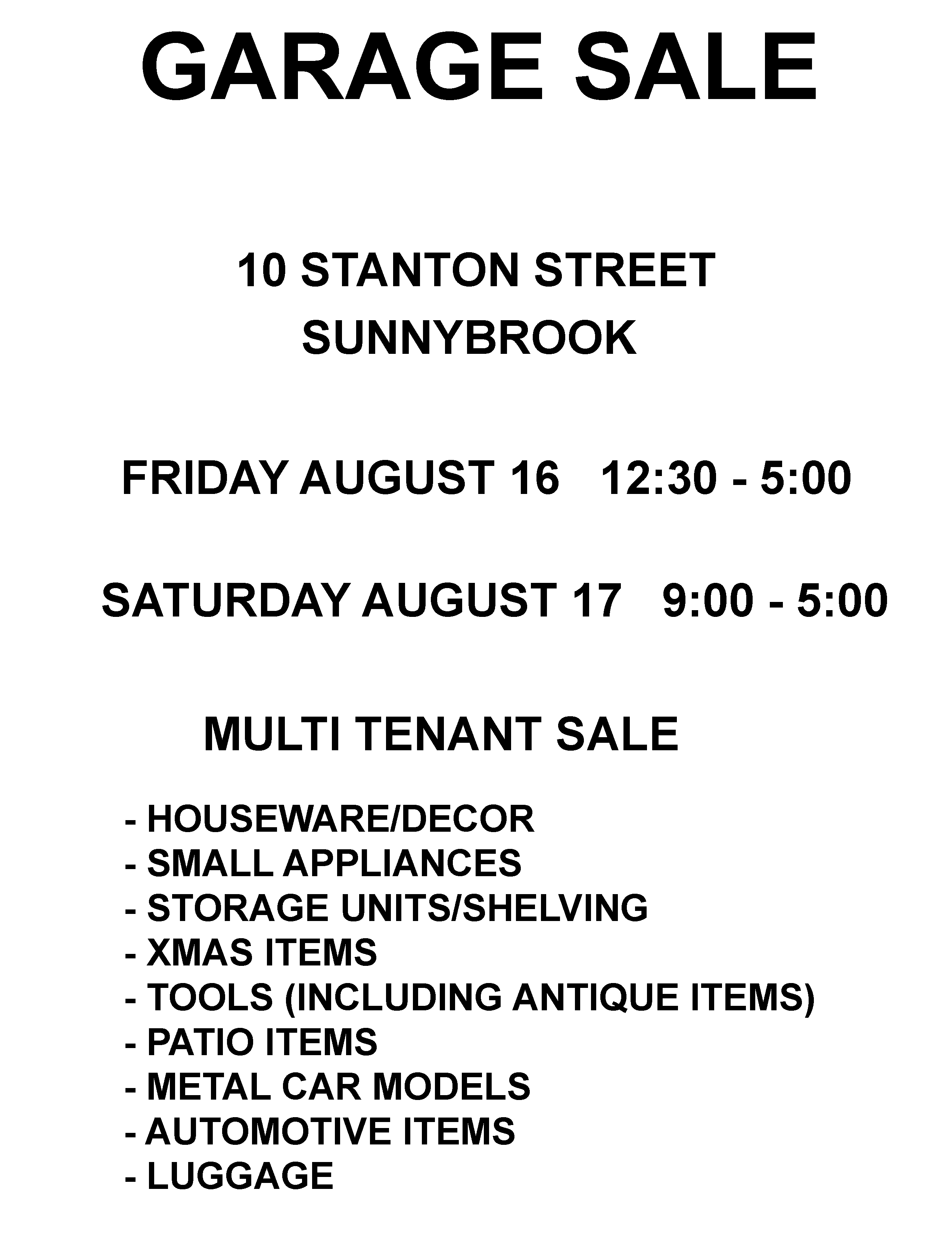 Photo of Garage Sale