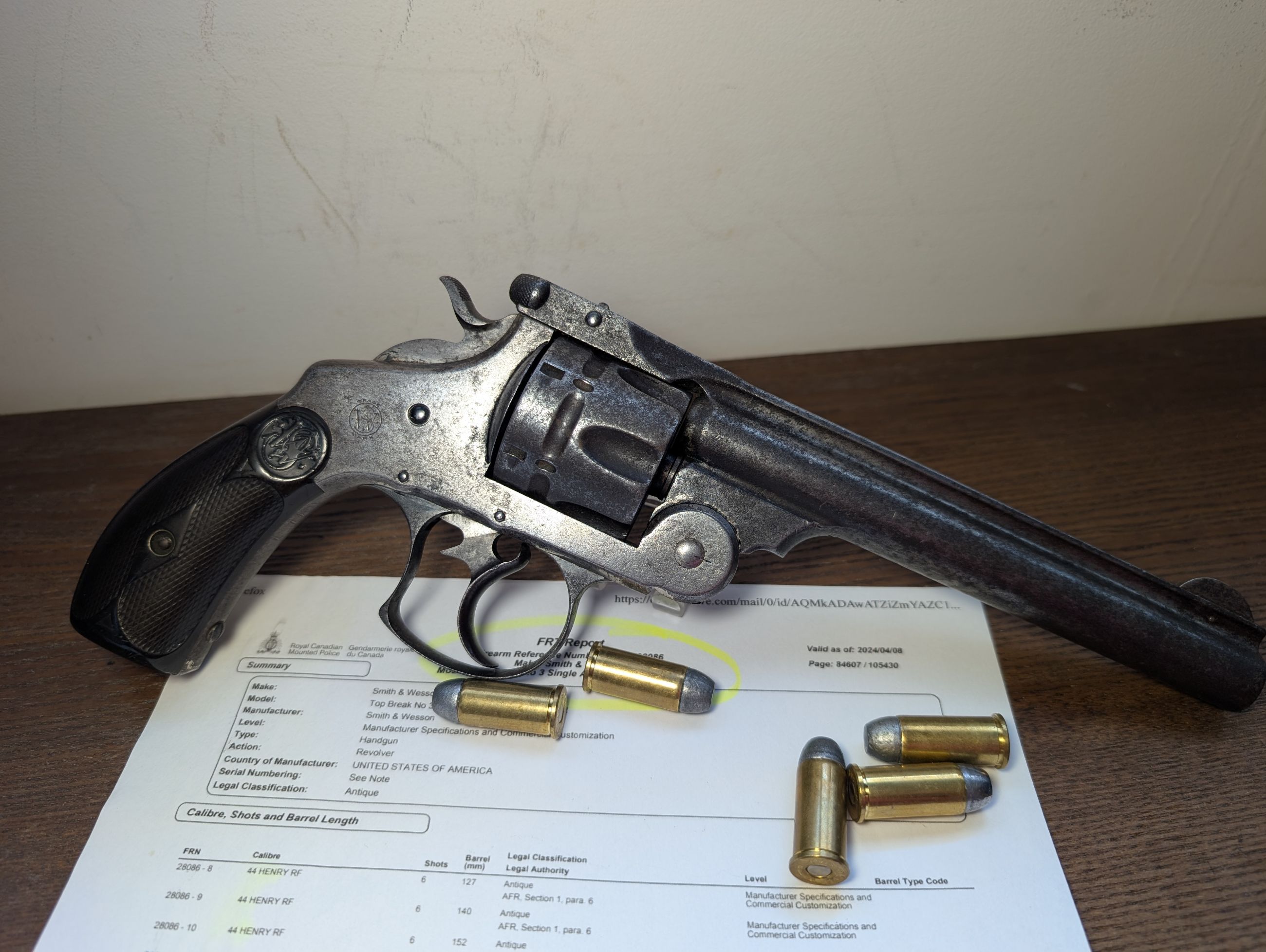 Photo of ANTIQUE (no PAL) Smith & Wesson .44 Russian Double Action New Model No. 3 Revolver