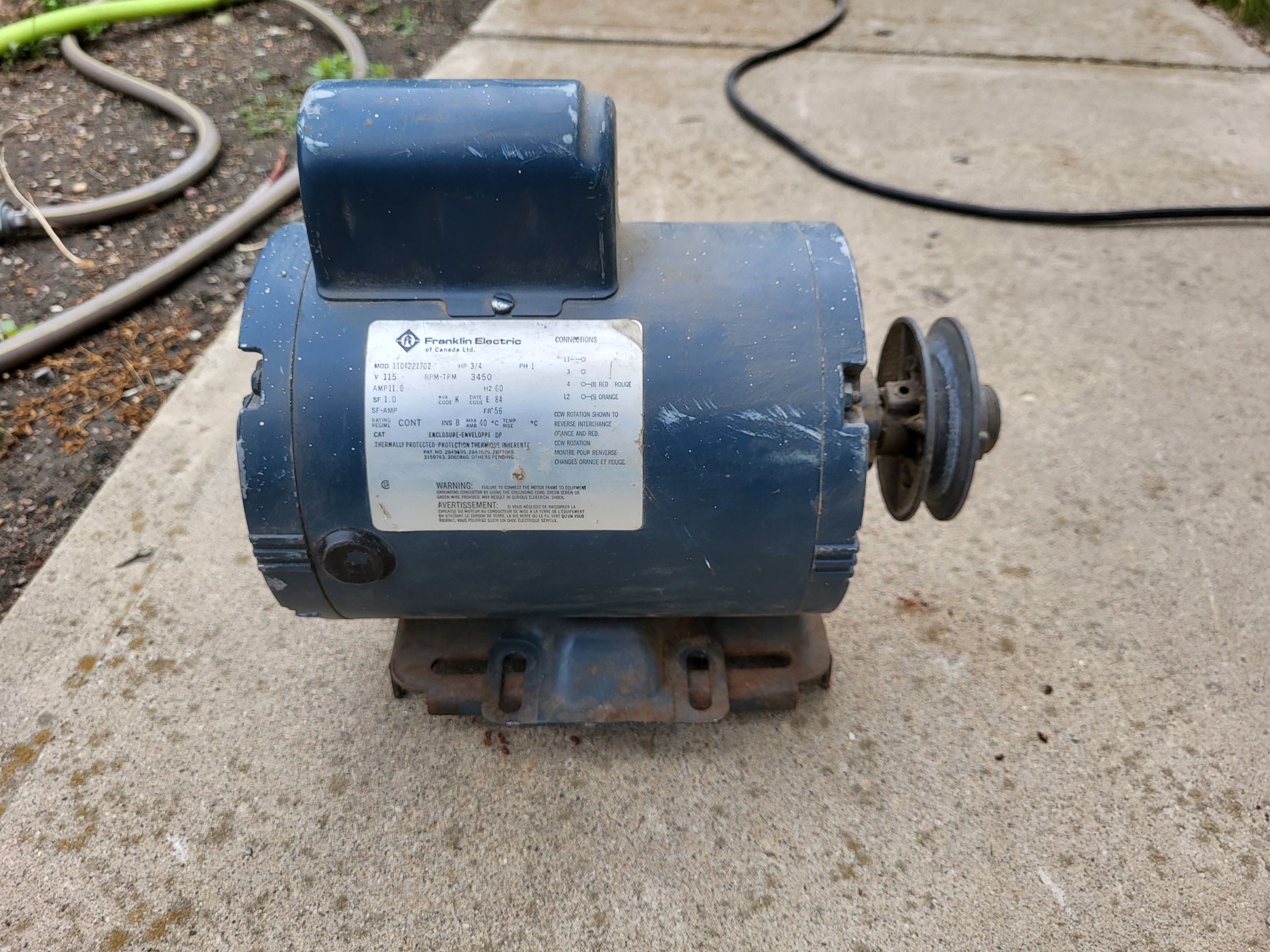Photo of 3/4 HP Franklin Electric Motor