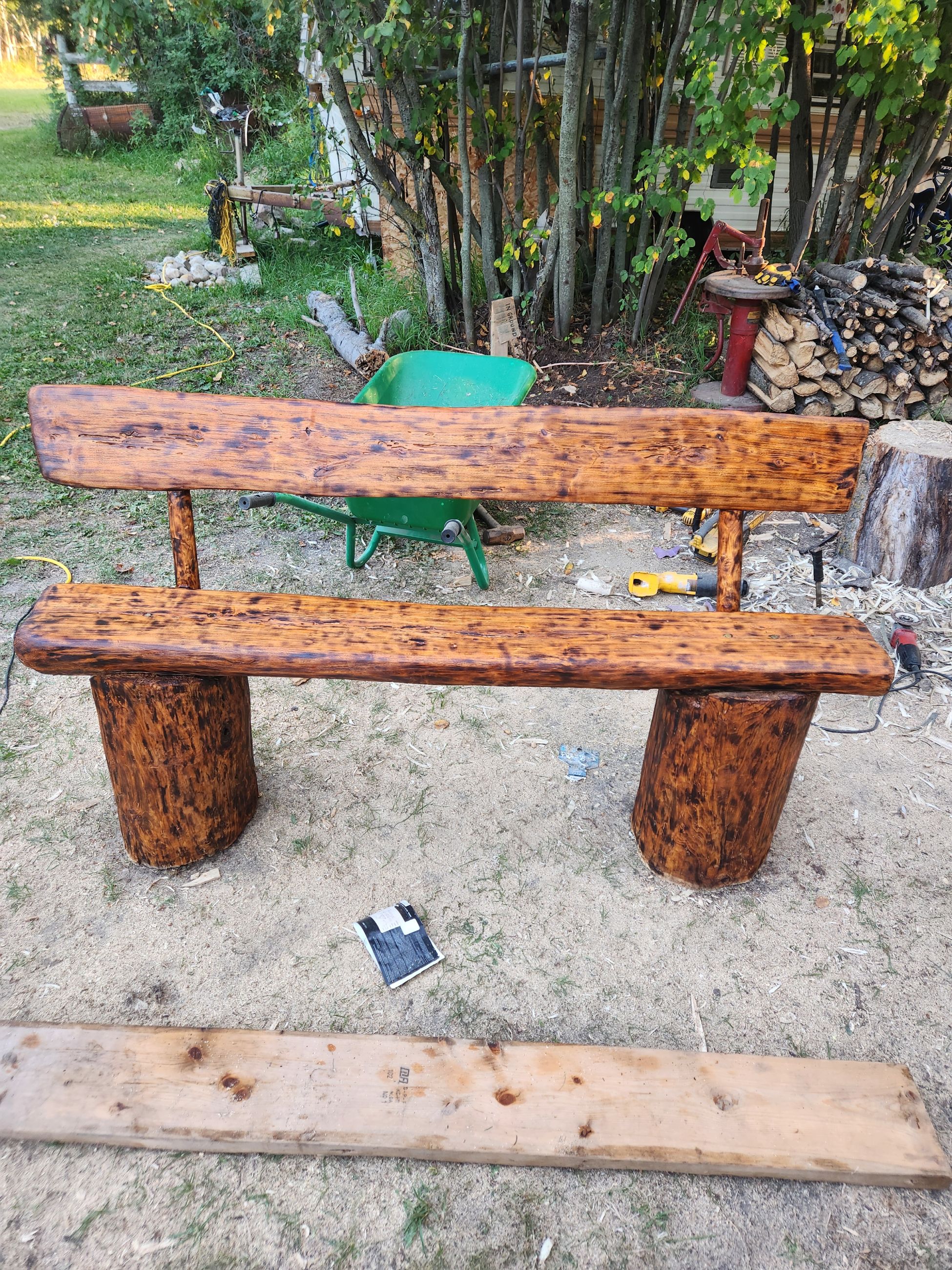 Photo of Handmade log bench