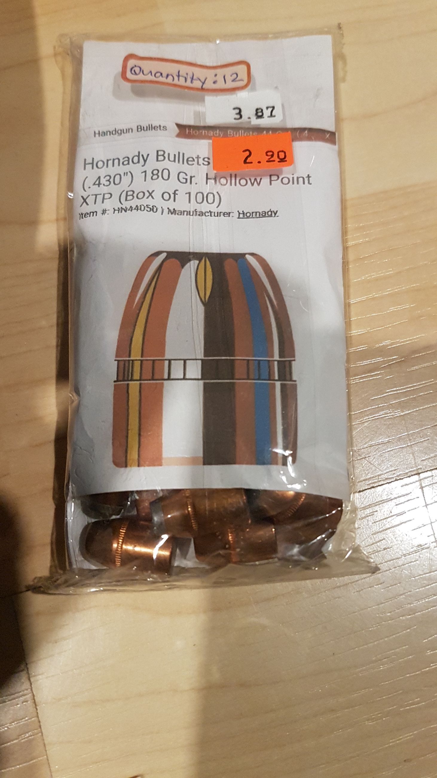 Photo of 1 bag (12ct.) Hornady bullets 44cal (0.430") 180gr hollow point XTP ( mellonRSCA)