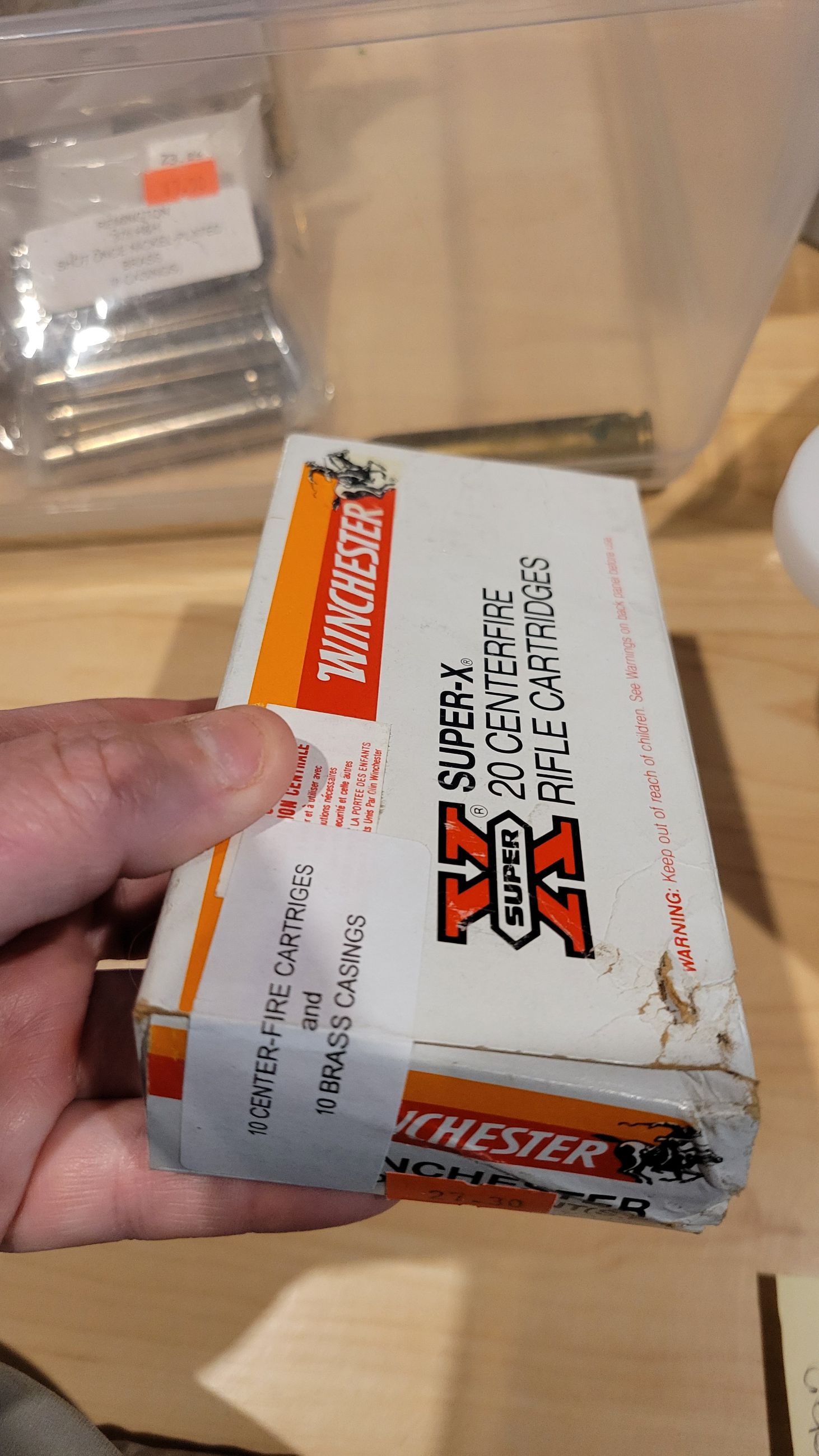 Photo of 1 box (10ct. Ammunition, 10xt. Empty brass) Winchester 243 win100gr power-point s.p. ( mellonRSCA)