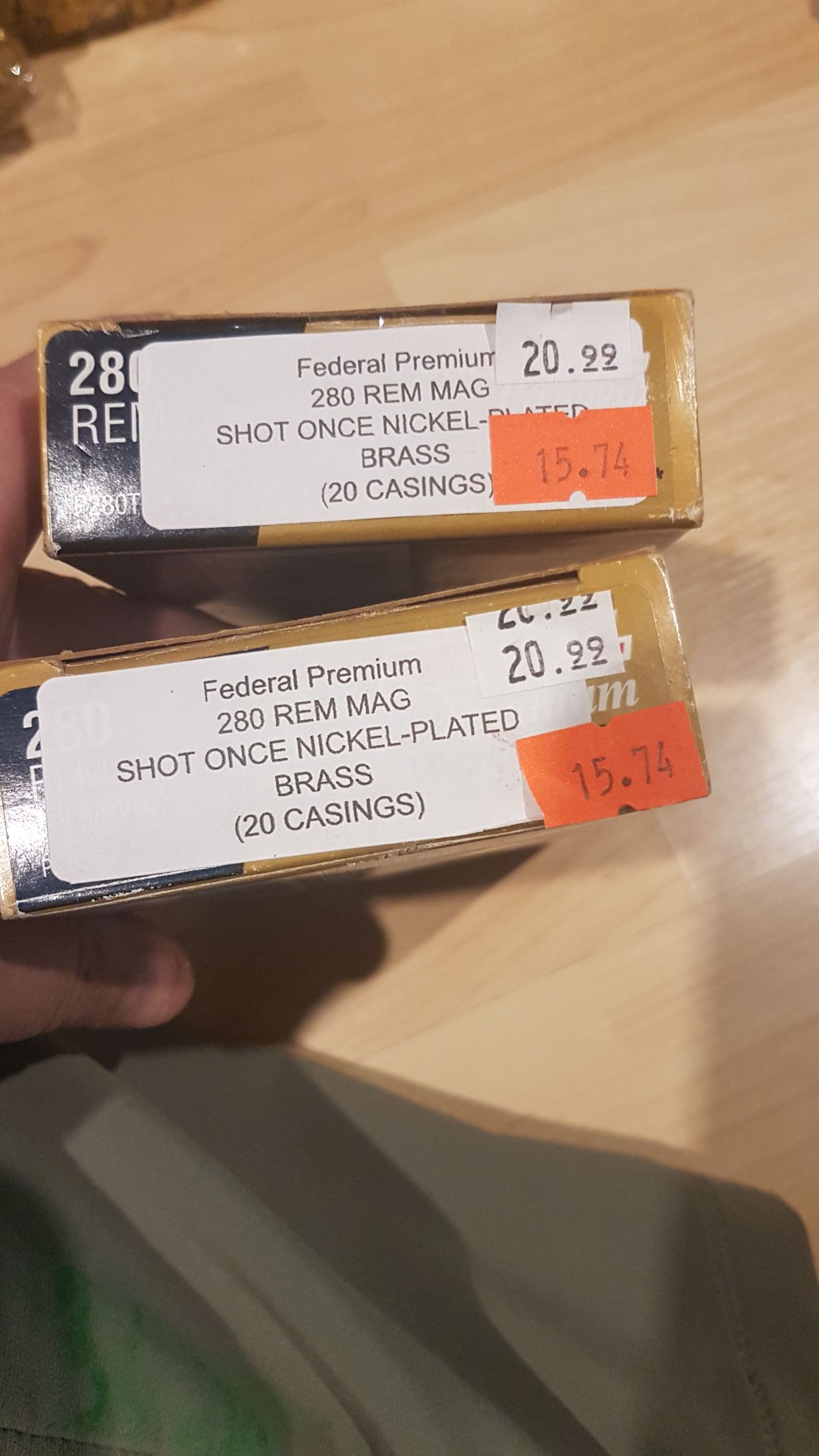 Photo of 1 box (20ct.) Federal Premium 280 REM MSG shot-once empty nickel-plated brass casings ( mellonRSCA)