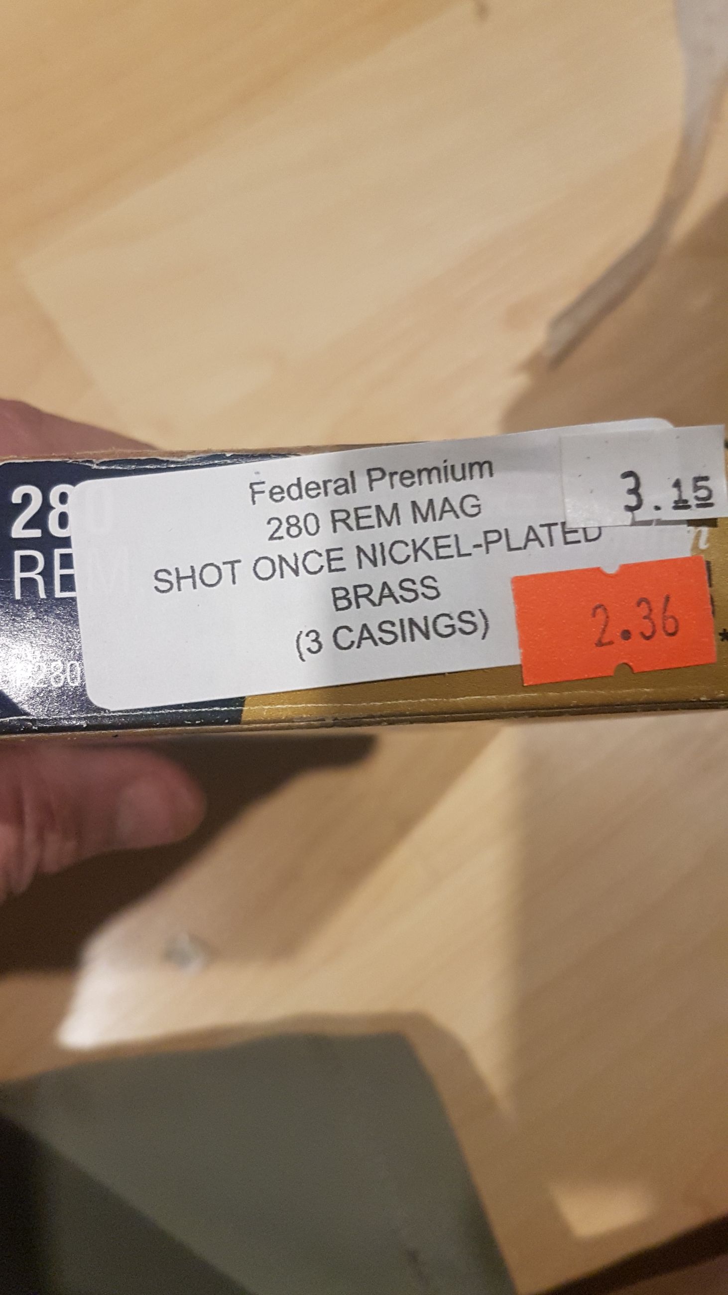 Photo of 1 box (3ct.) Federal Premium  .280 REM MAG  empty shot-once nickel-plated brass casings ( mellonRSCA)