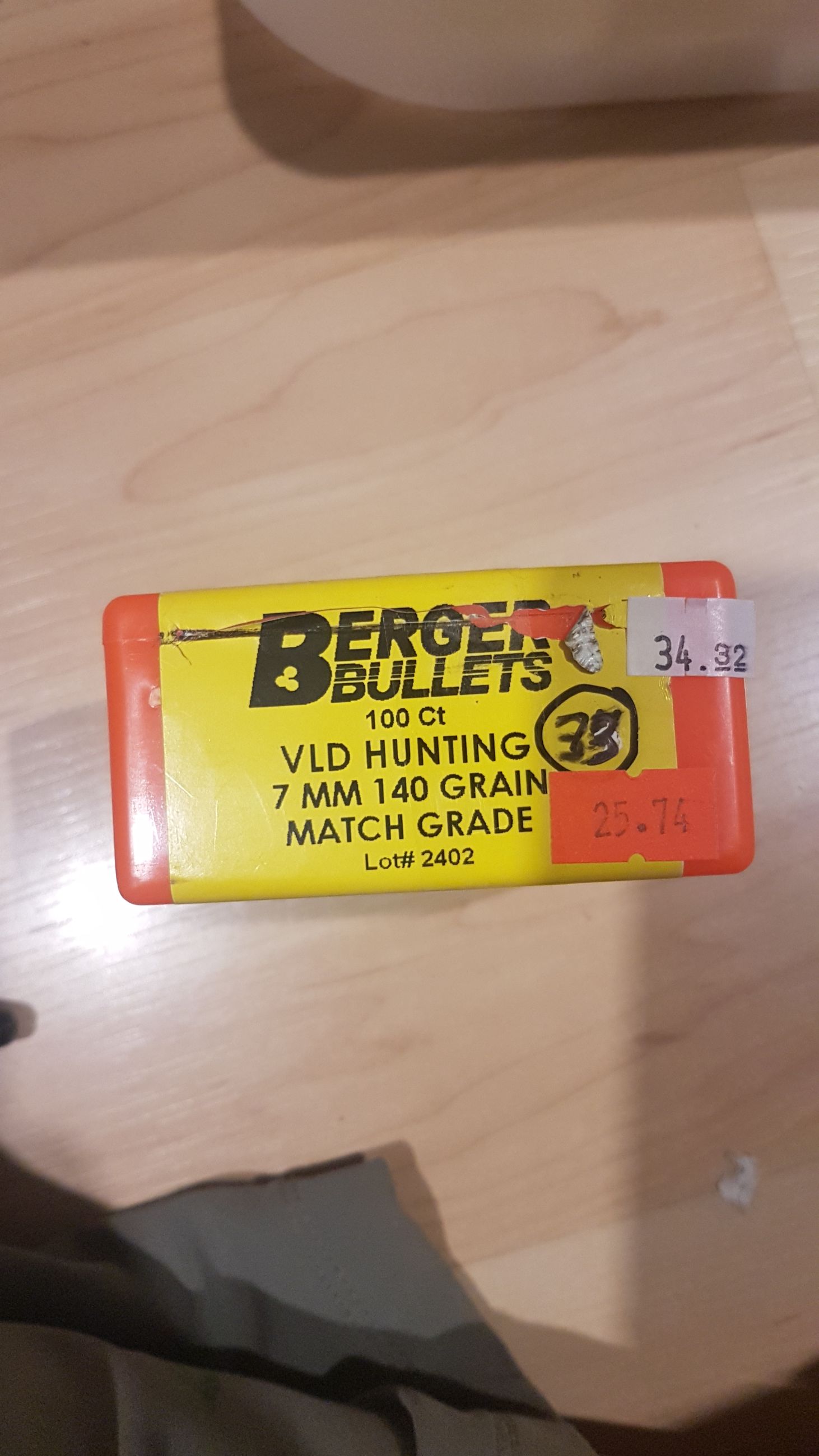 Photo of 1 box (33ct.) Berger bullets VLD Hunting 7mm 140gr match grade ( mellonRSCA)