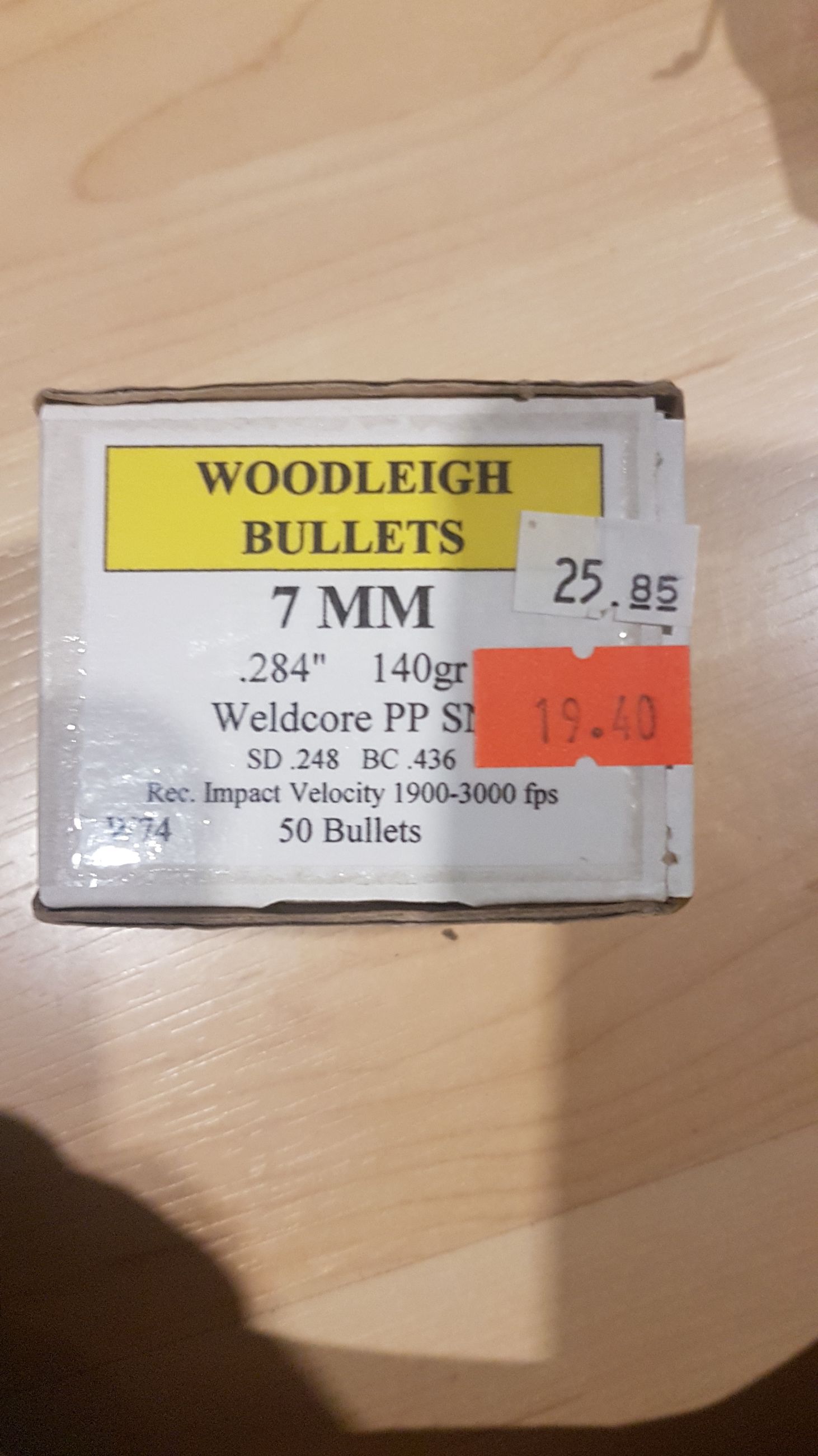 Photo of 1 box (50ct.) Woodleigh.Bullets 7mm 140gr weldcore PP SN ( mellonRSCA)