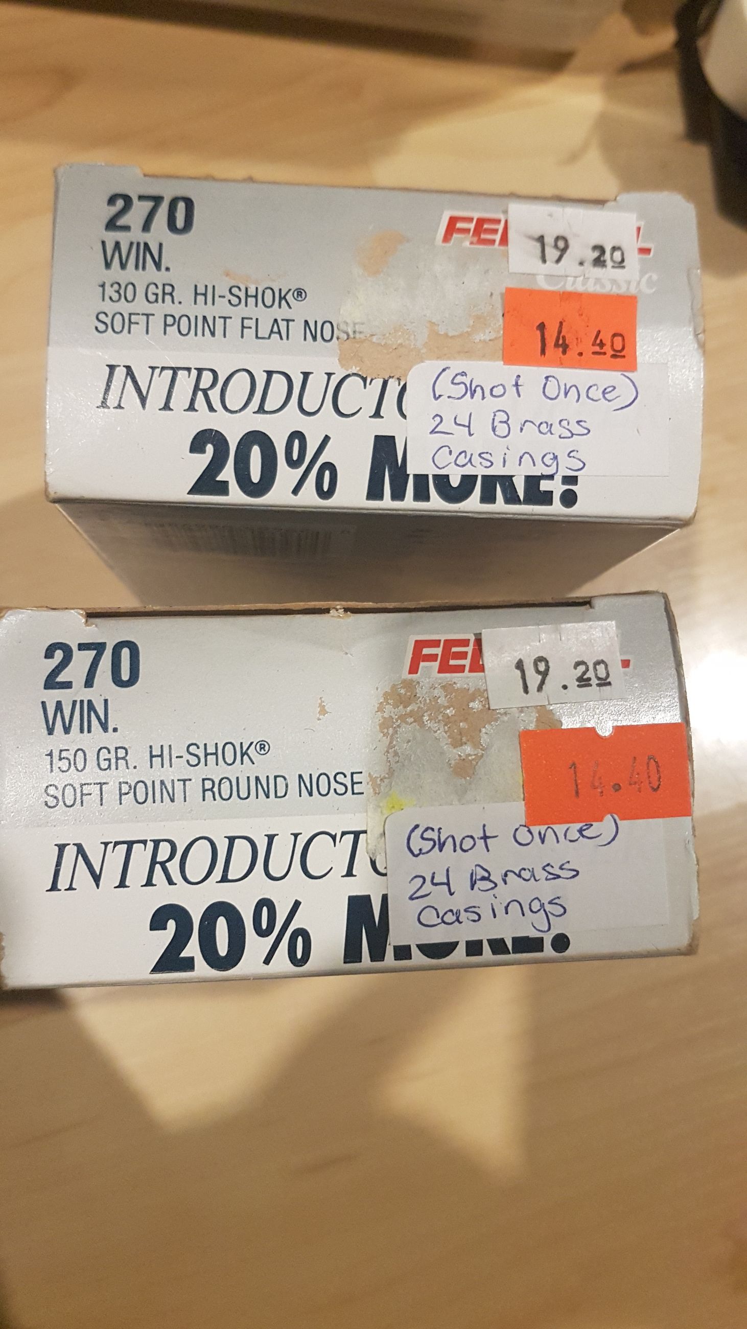 Photo of 1 box (24ct.) FEDERAL .270 WIN classic shot-once empty brass casings ( mellonRSCA)