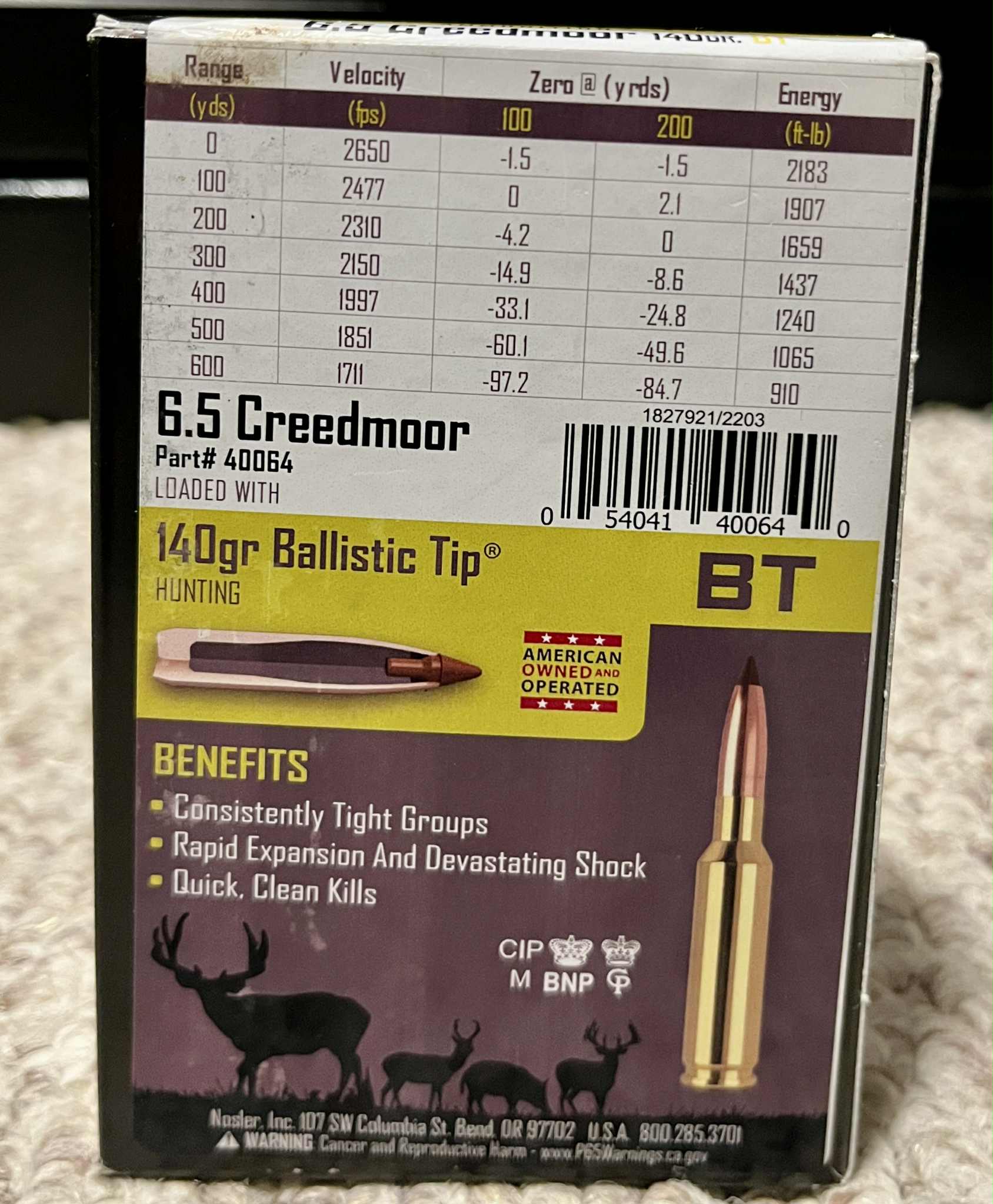 Photo of Nosler 6.5 Creedmoor 140Gr Ballistic Tip