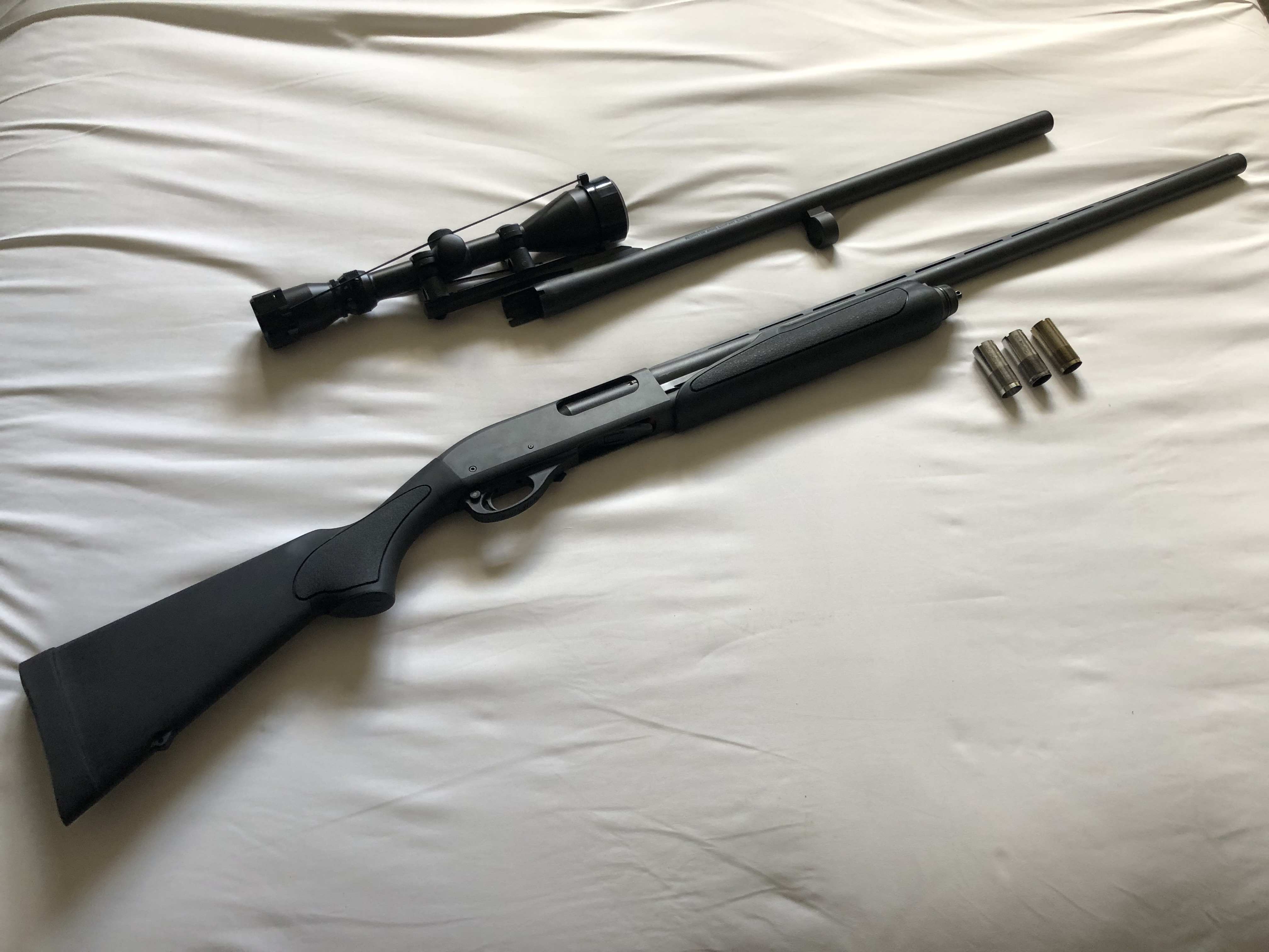 Photo of Remington 870 Express 12ga, 3” Shotgun - 28” Field Vent Rib Barrel, and chokes        **23” Cantilever Rifled Barrel, sold**