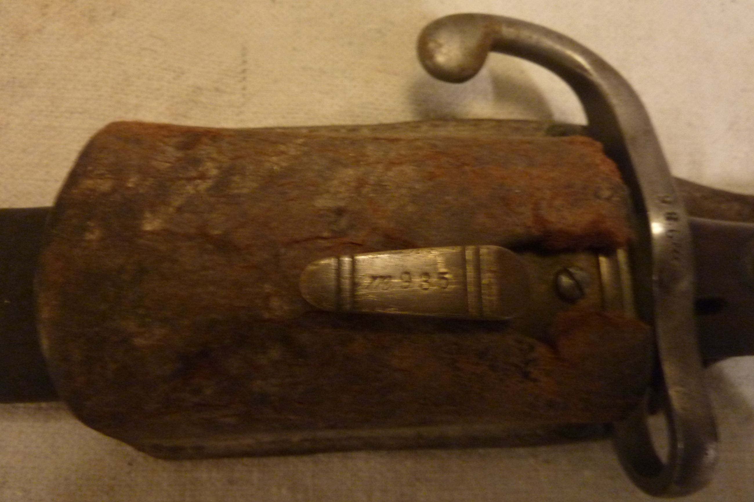 Photo of Original Brazilian Mauser M1908 WW1 Bayonet by W K & CIE Solingen Germany with Scabbard and Frog  Price Reduced to $150.00