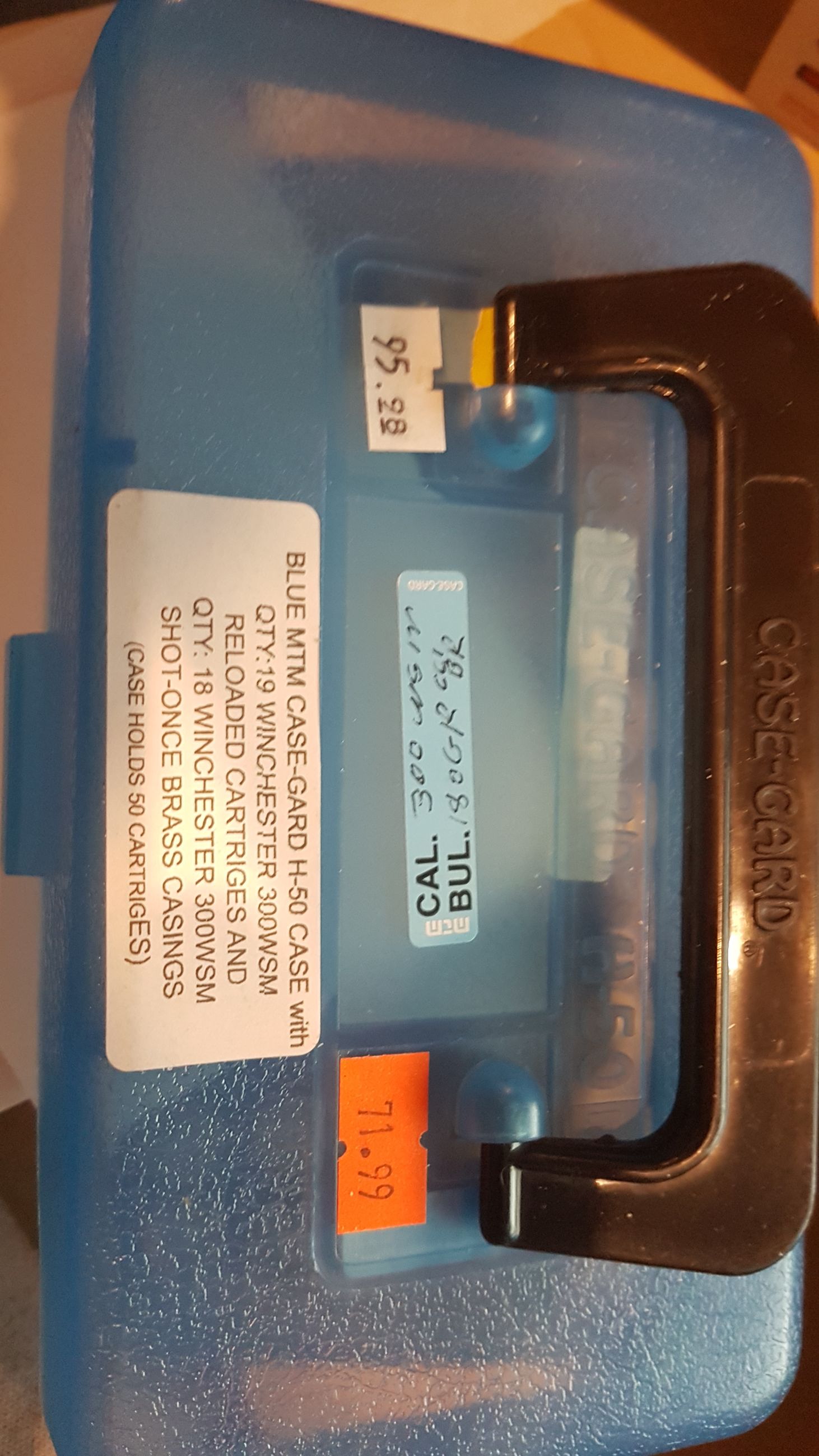 Photo of Blue MTM case-gard H-50Case with (qty:19) Winchester 300 WSM Reloaded cartridges and (qty:18) shot once brass cartridges ( mellonRSCA)