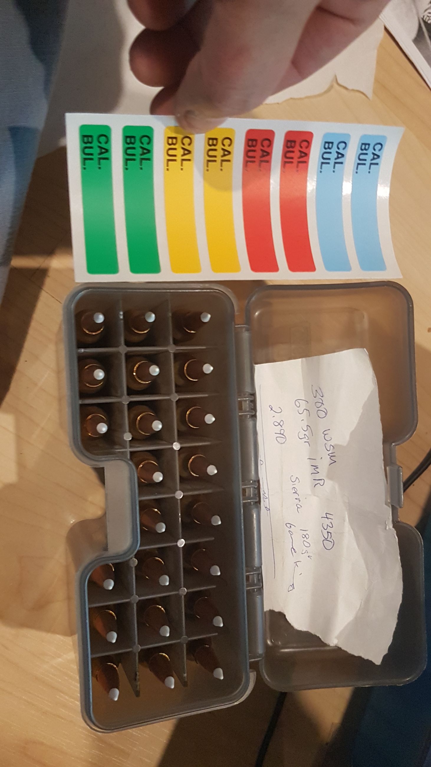 Photo of Grey MTM case-gard  RF22 series ammo case with (qty:22) 300WSM reloaded cartridges ( mellonRSCA)