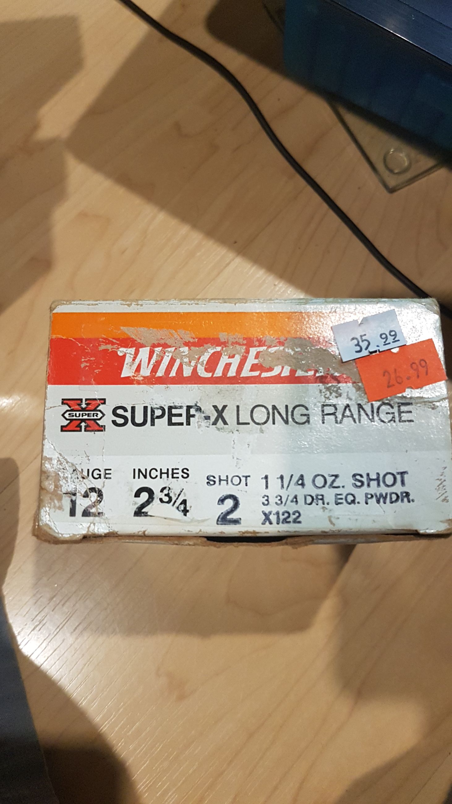 Photo of 1 box (25ct.) Winchester super-X long-range shotgun shells 12ga. 2-3/4" 2 Shot 1-1/4 oz 3-3/4dr.equiv.pwdr. x122 ( mellonRSCA )