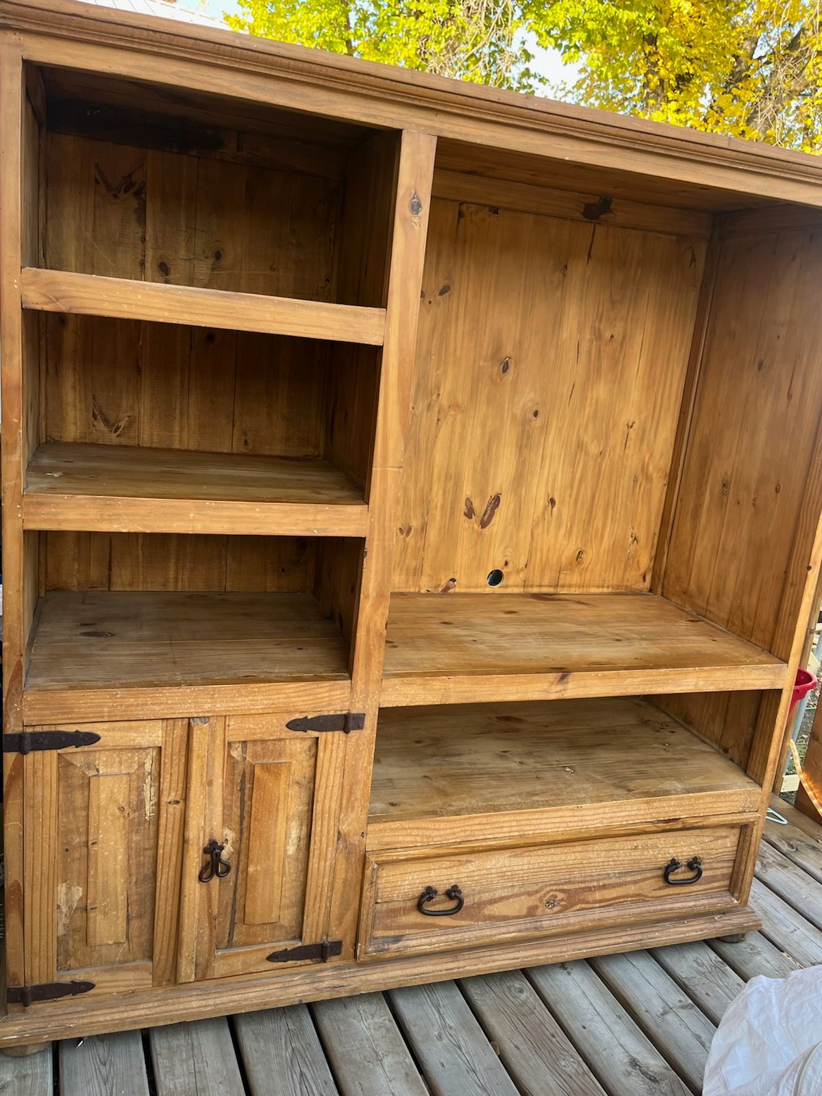 Photo of Solid wood entertainment stand and wood working tools