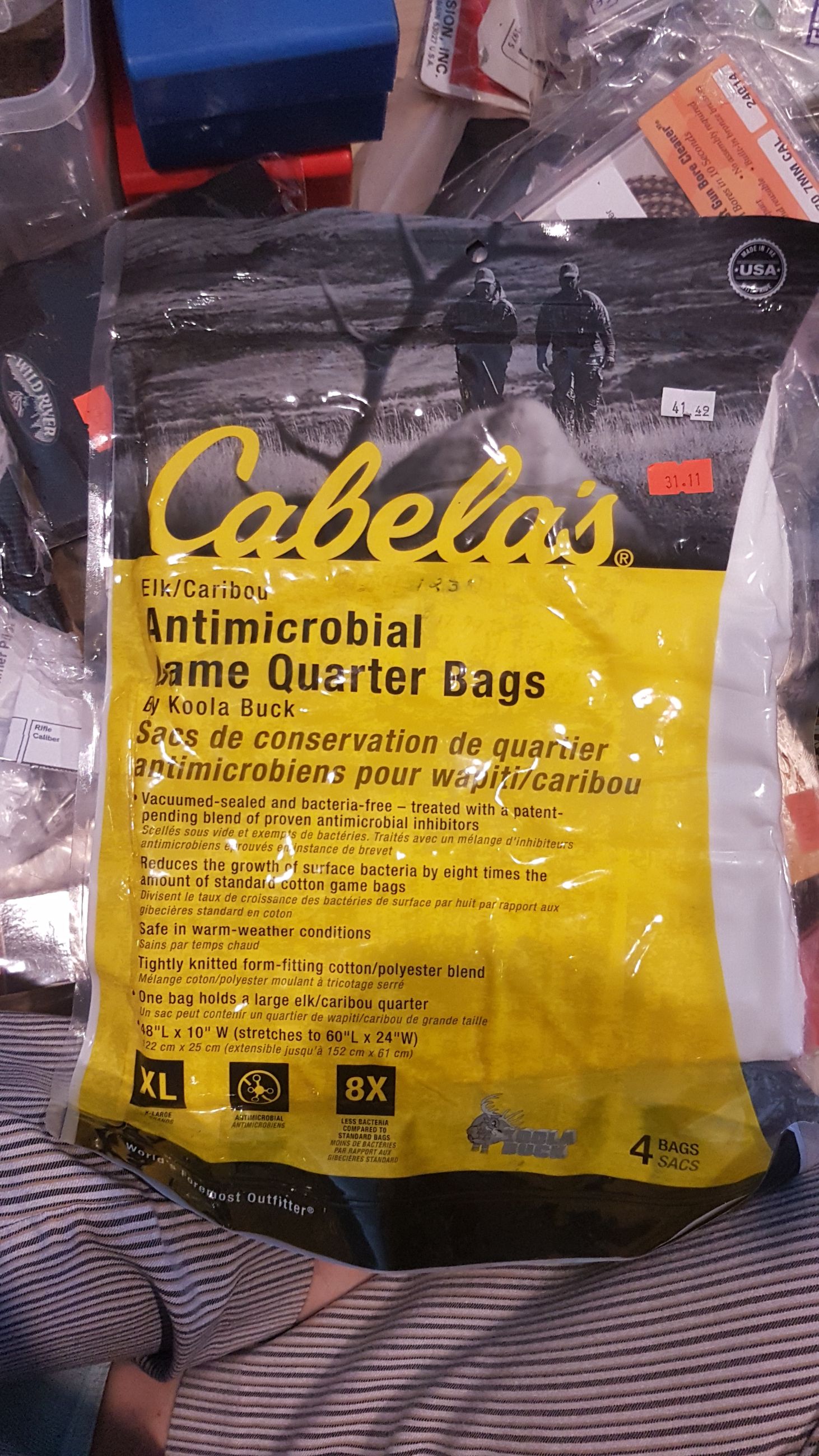 Photo of 1 pkg Cabelas (by Koola Buck) Antimicrobial Game Quarter bags for elk/caribou ( mellonRSCA)