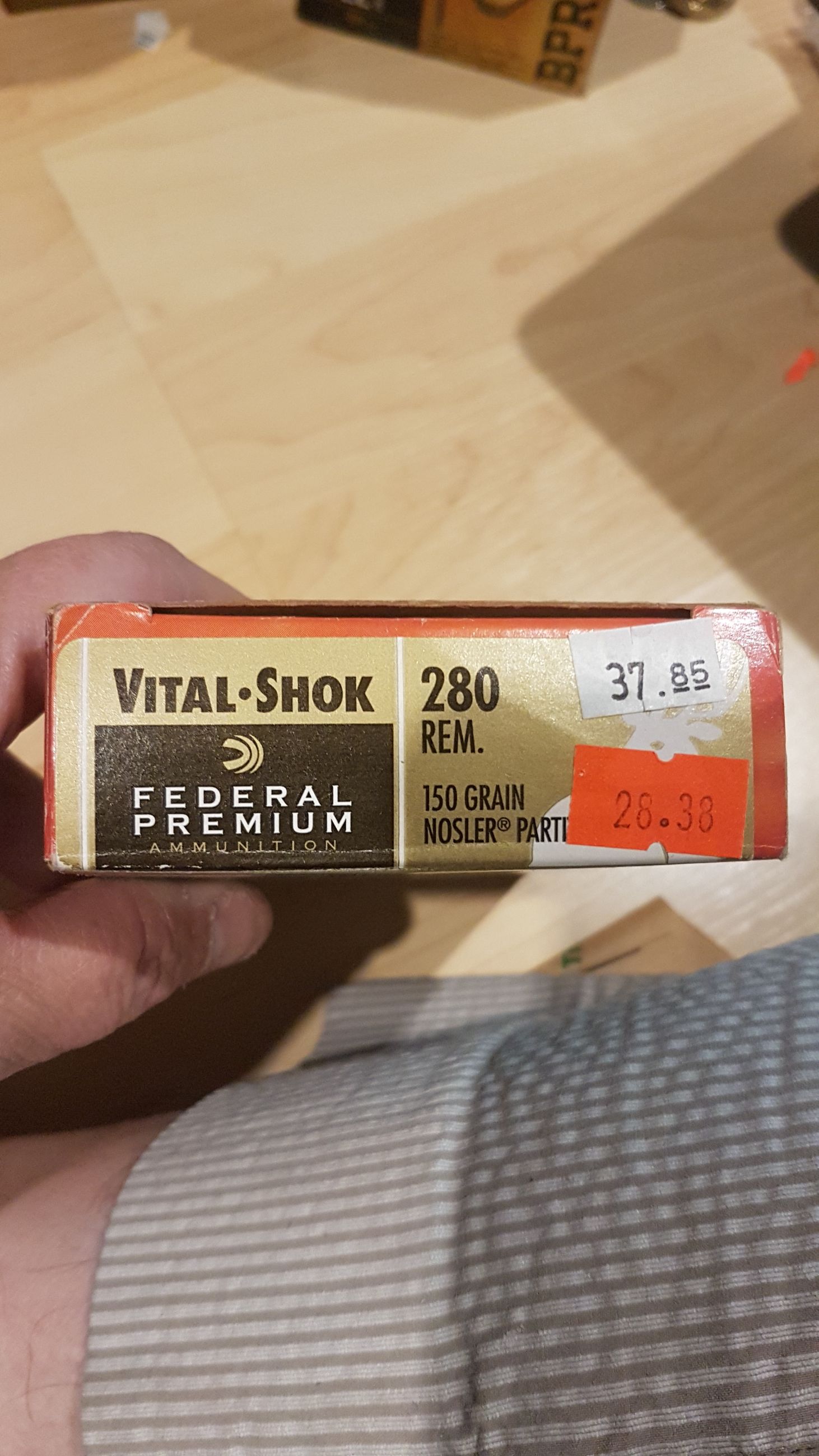 Photo of 1 box (5 shells, 14 shot-once brass) FEDERAL premium vital ship 280 Rem. 150gr. Nosler partition ( mellonRSCA)