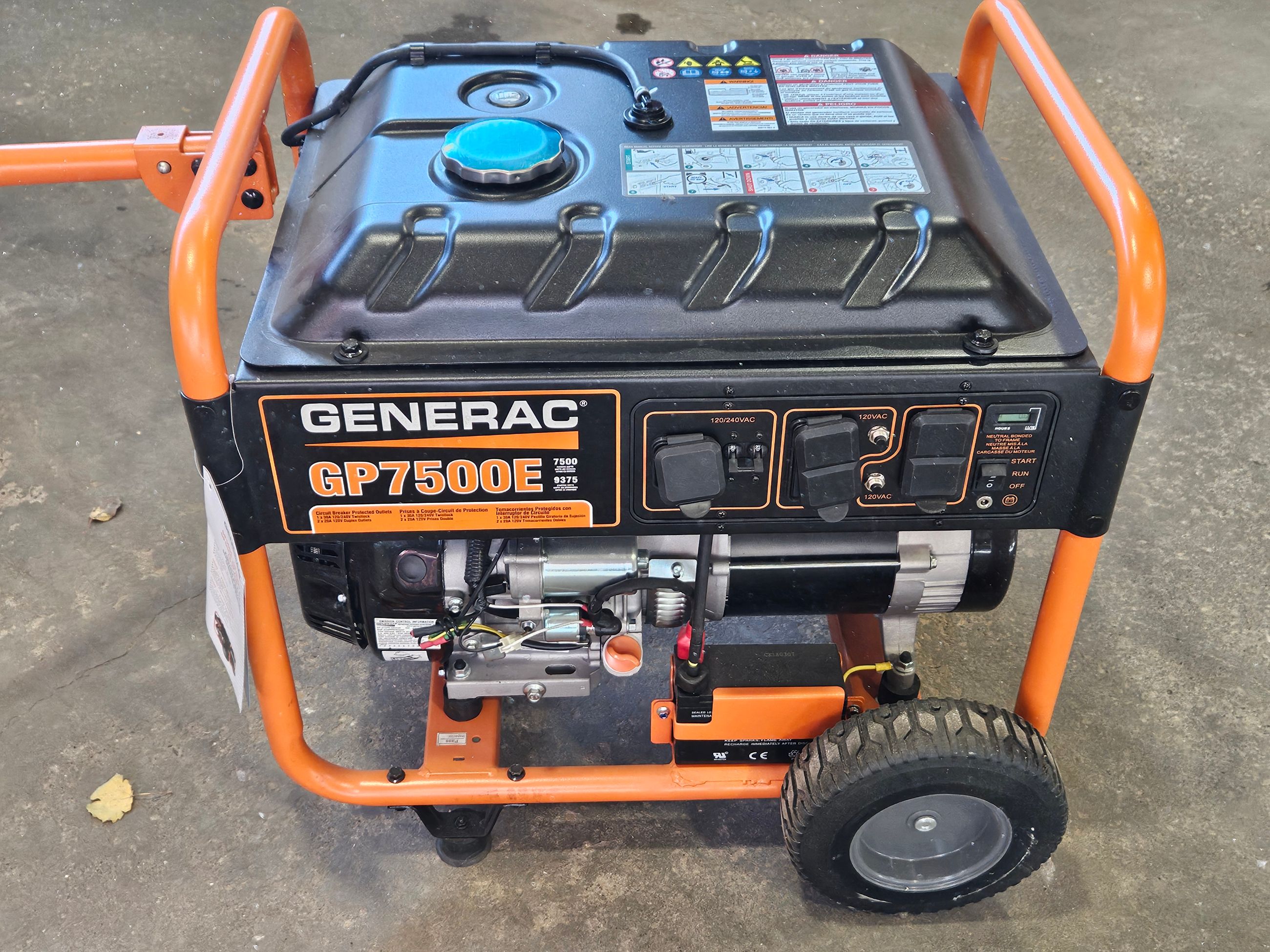 Photo of Generac GP7500E 7500/9400 Watt Open Frame Portable Generator with Electric Start NEW **LOWER PRICE**