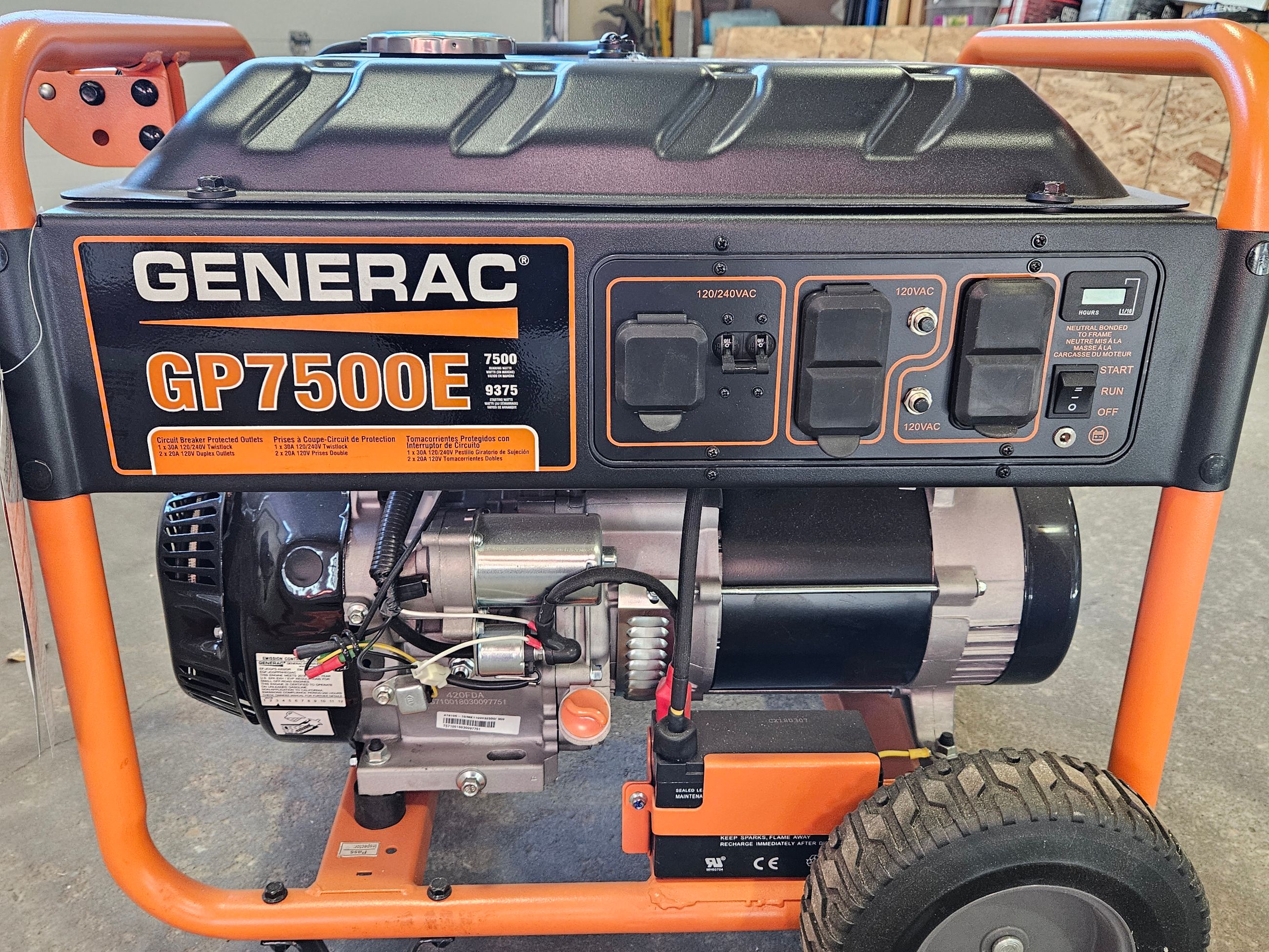Photo of Generac GP7500E 7500/9400 Watt Open Frame Portable Generator with Electric Start NEW **LOWER PRICE**